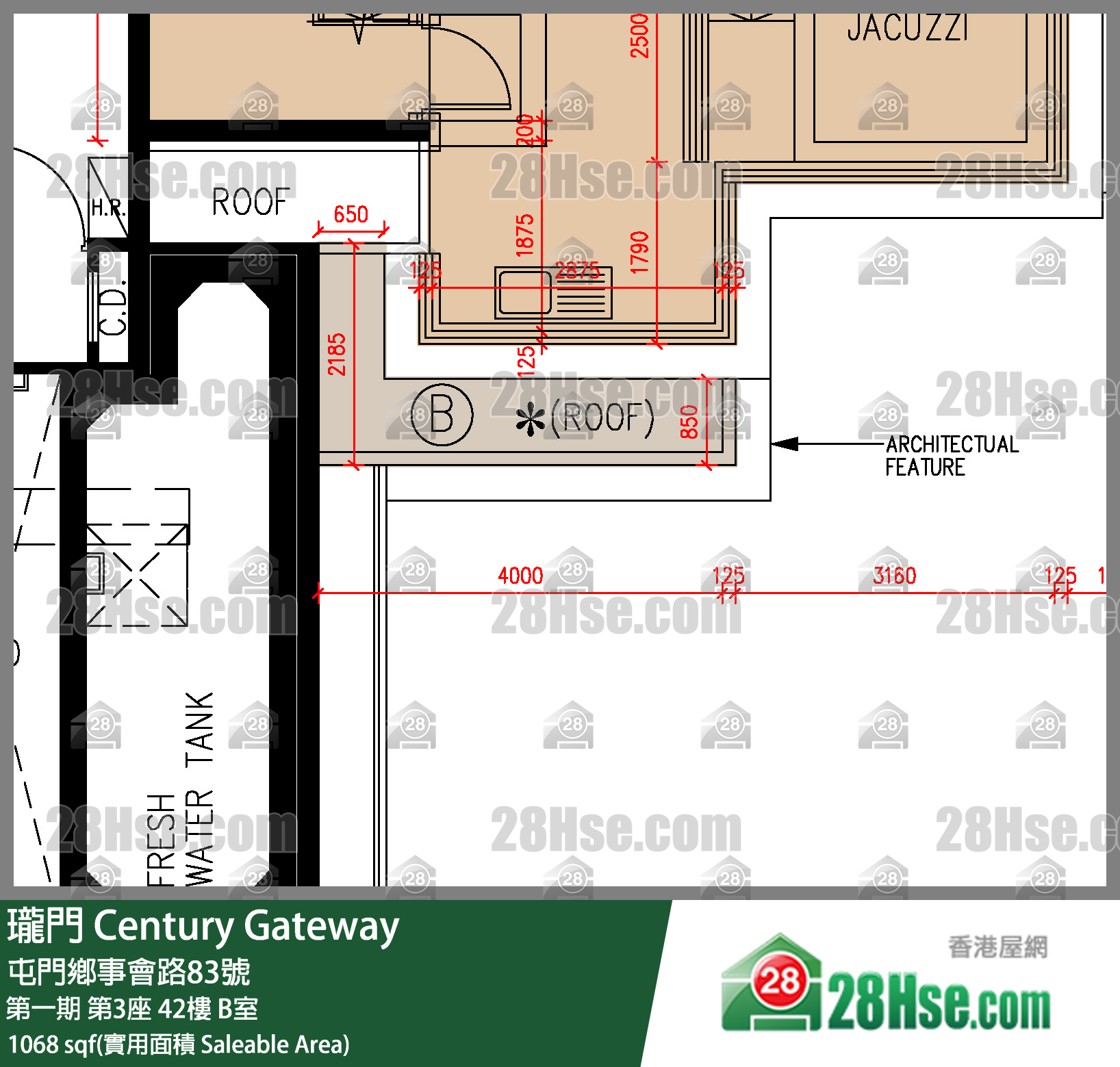 瓏門 第一期第3座42樓 B室 平面圖