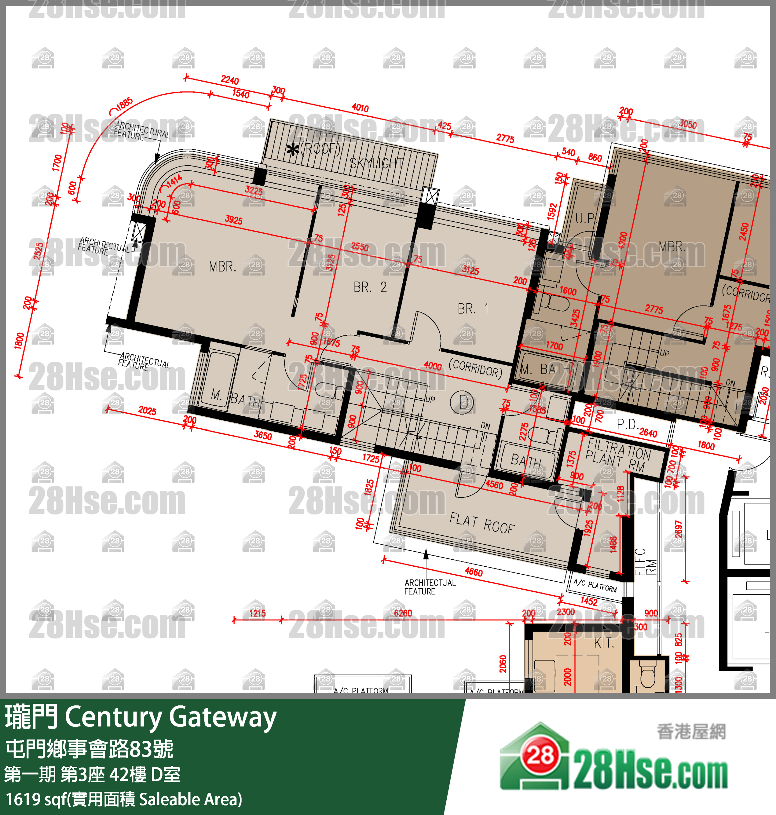 瓏門 第一期第3座42樓 D室 平面圖