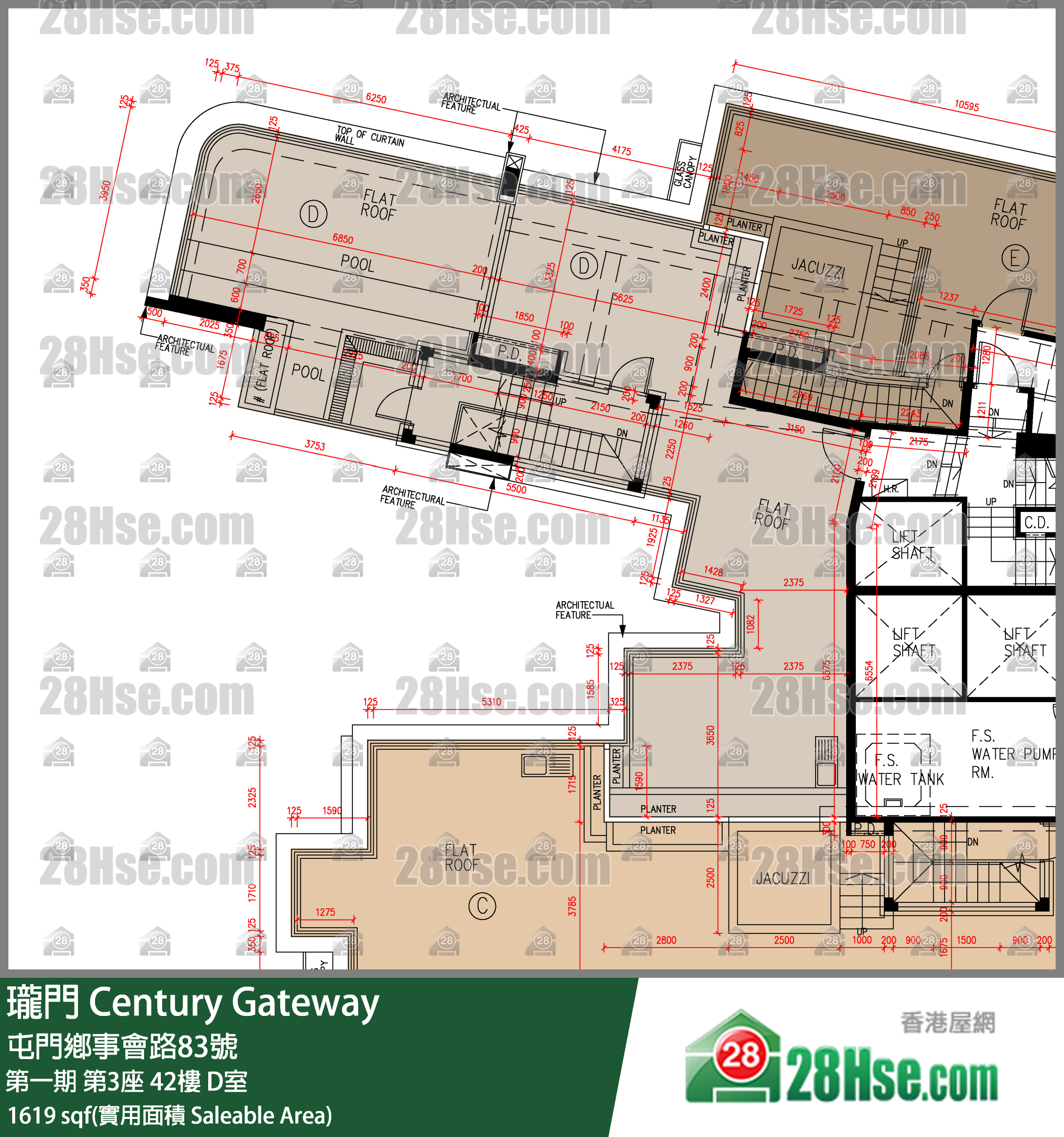 瓏門 第一期第3座42樓 D室 平面圖