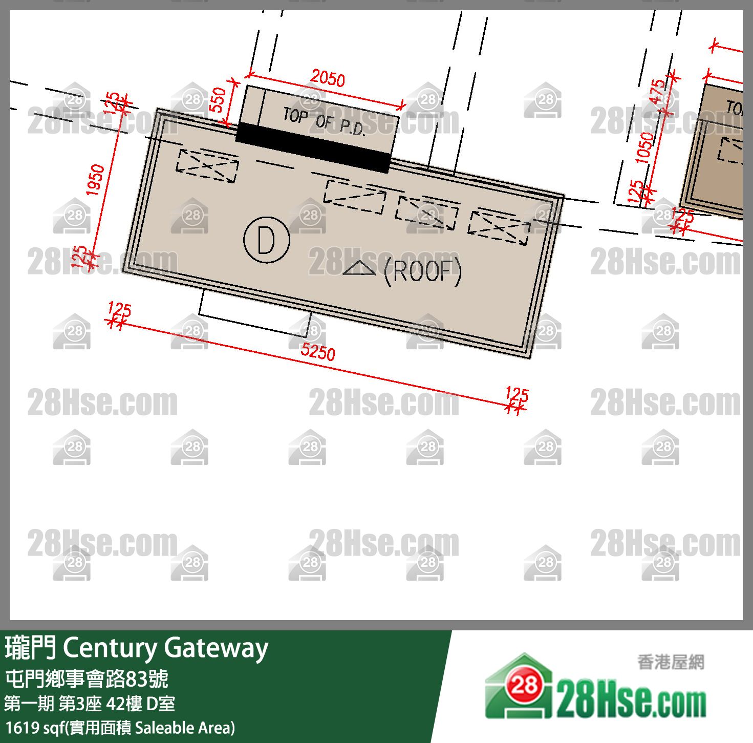 瓏門 第一期第3座42樓 D室 平面圖