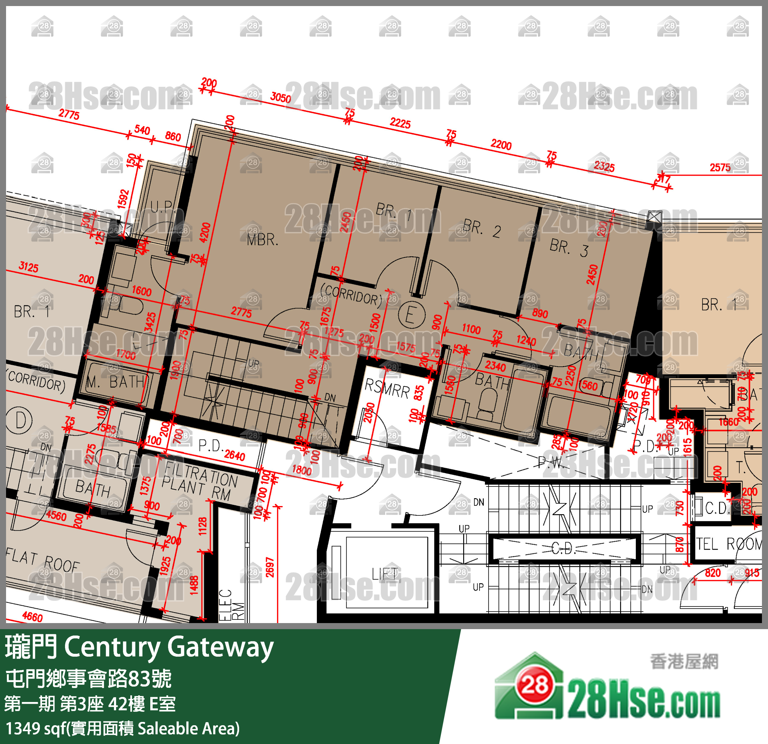 珑门 第一期 第3座 42楼 E室 平面图