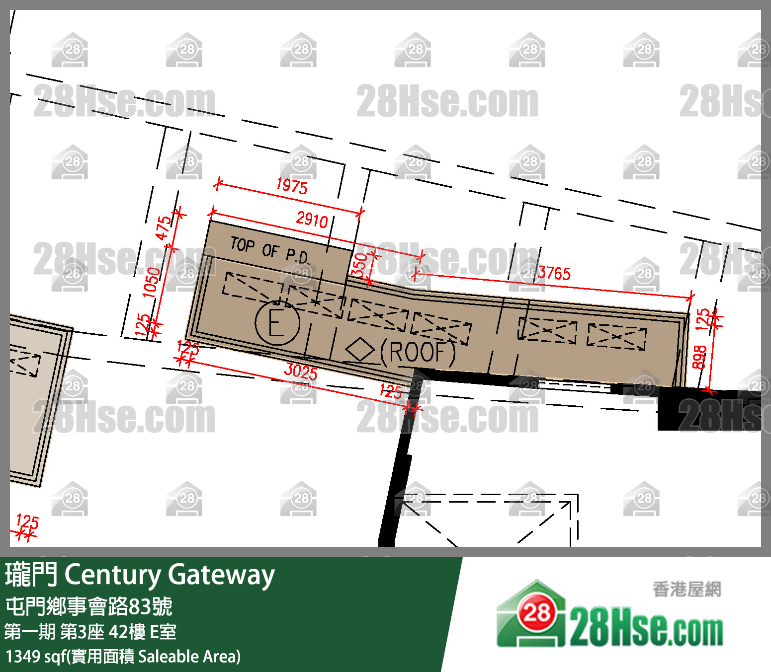 珑门 第一期 第3座 42楼 E室 平面图