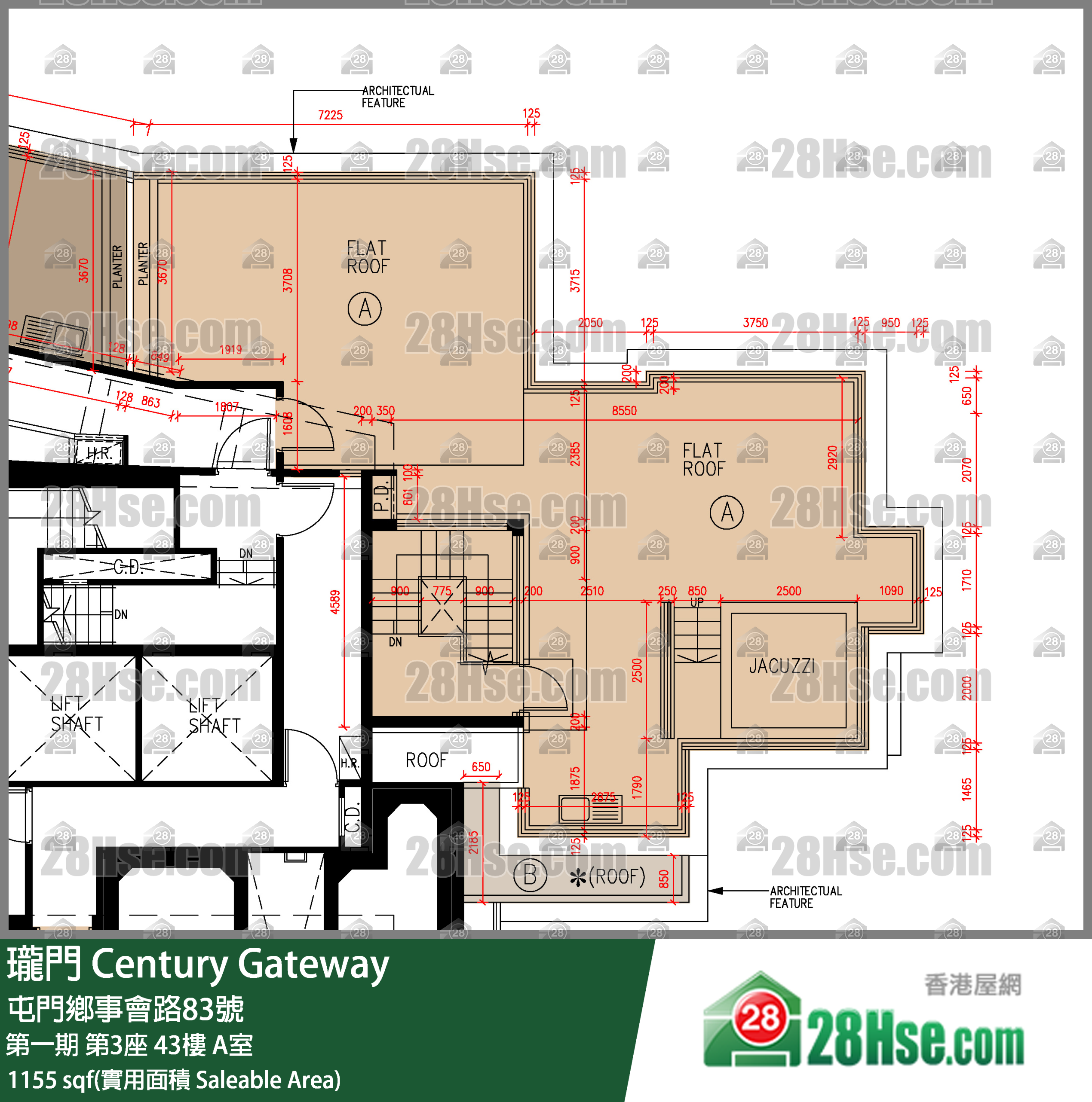 瓏門 第一期第3座43樓 A室 平面圖