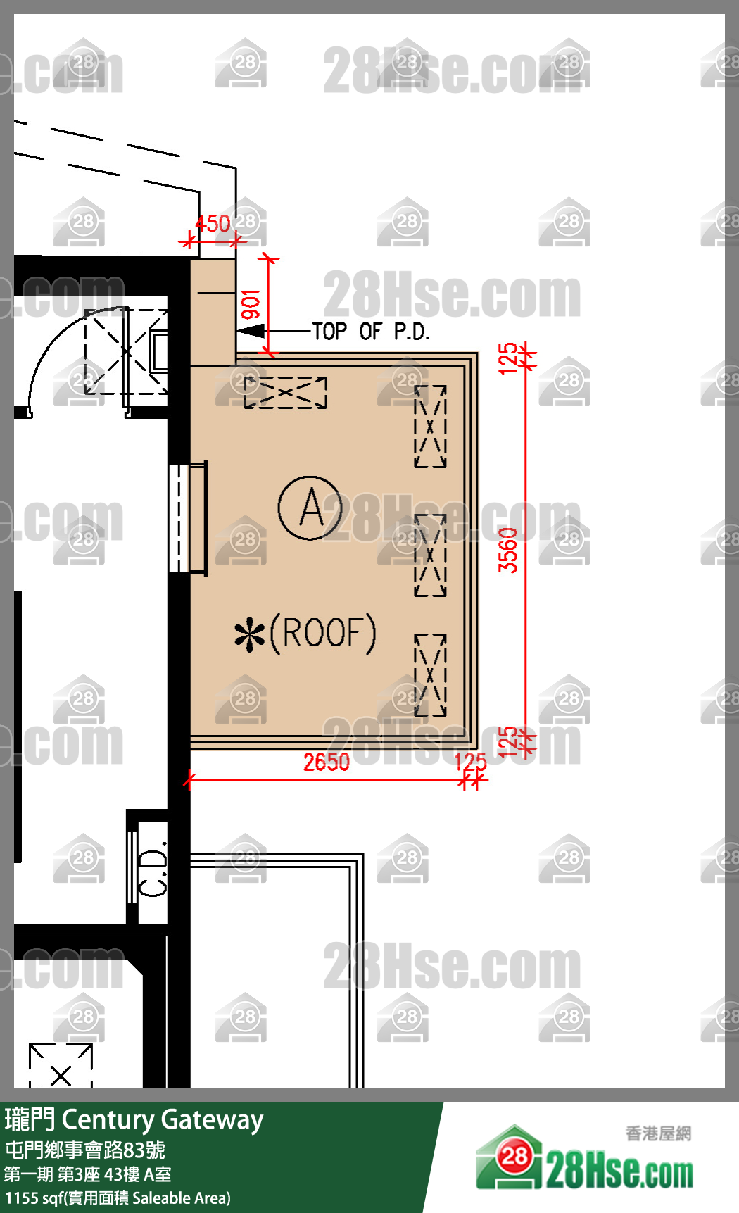 瓏門 第一期第3座43樓 A室 平面圖