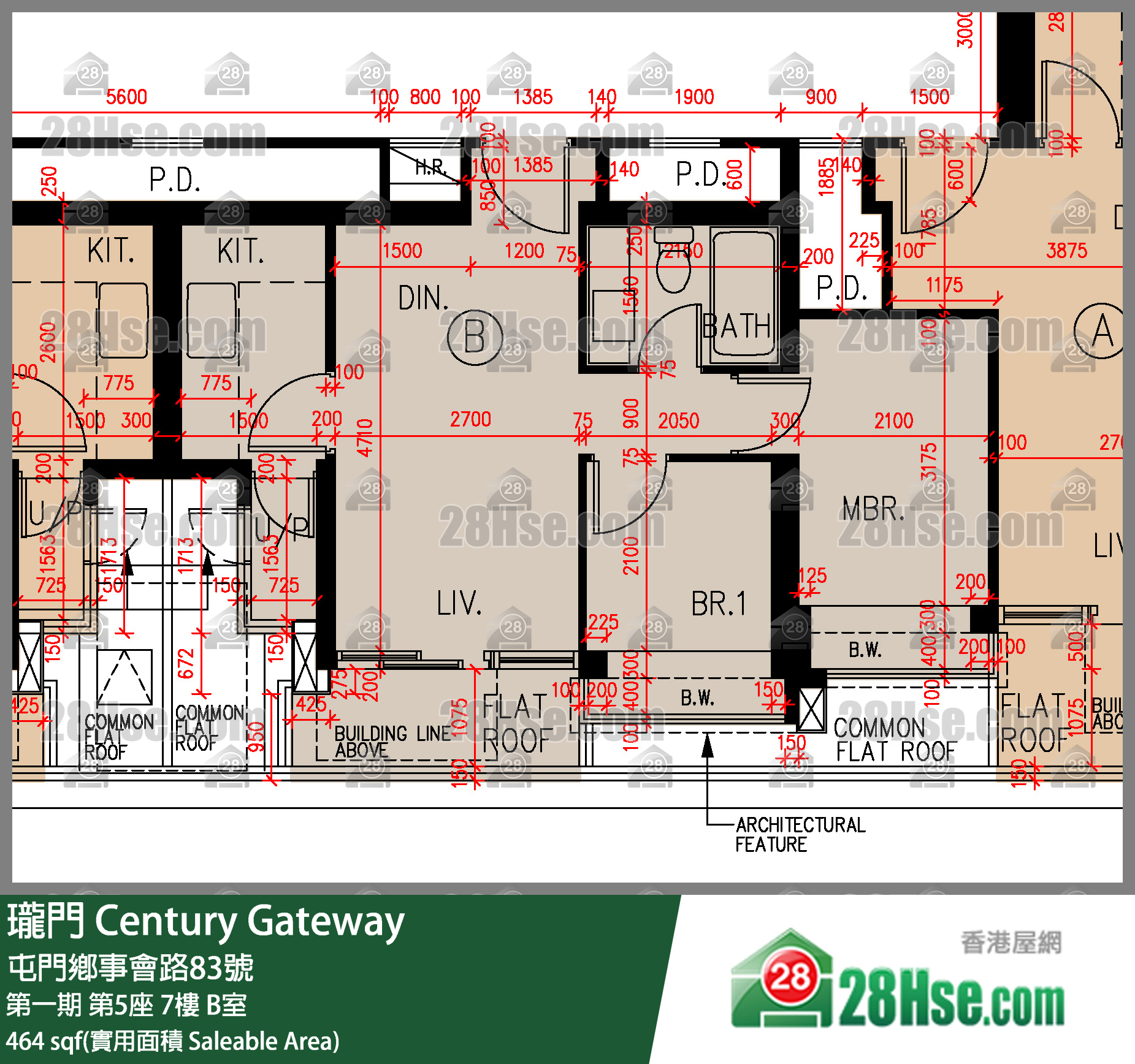 瓏門 第一期第5座7樓 B室 平面圖