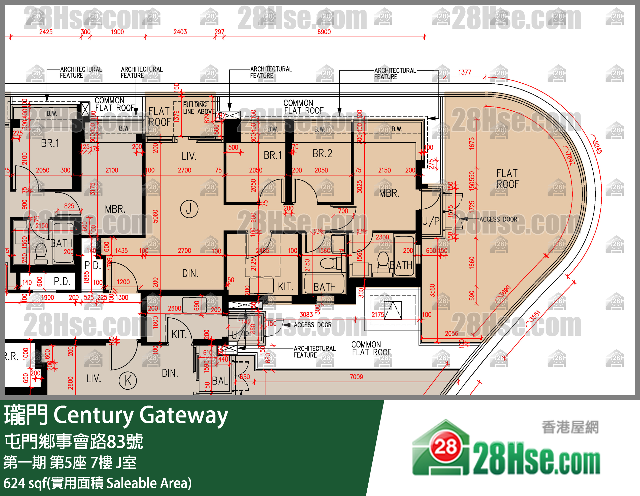 瓏門 第一期第5座7樓 J室 平面圖