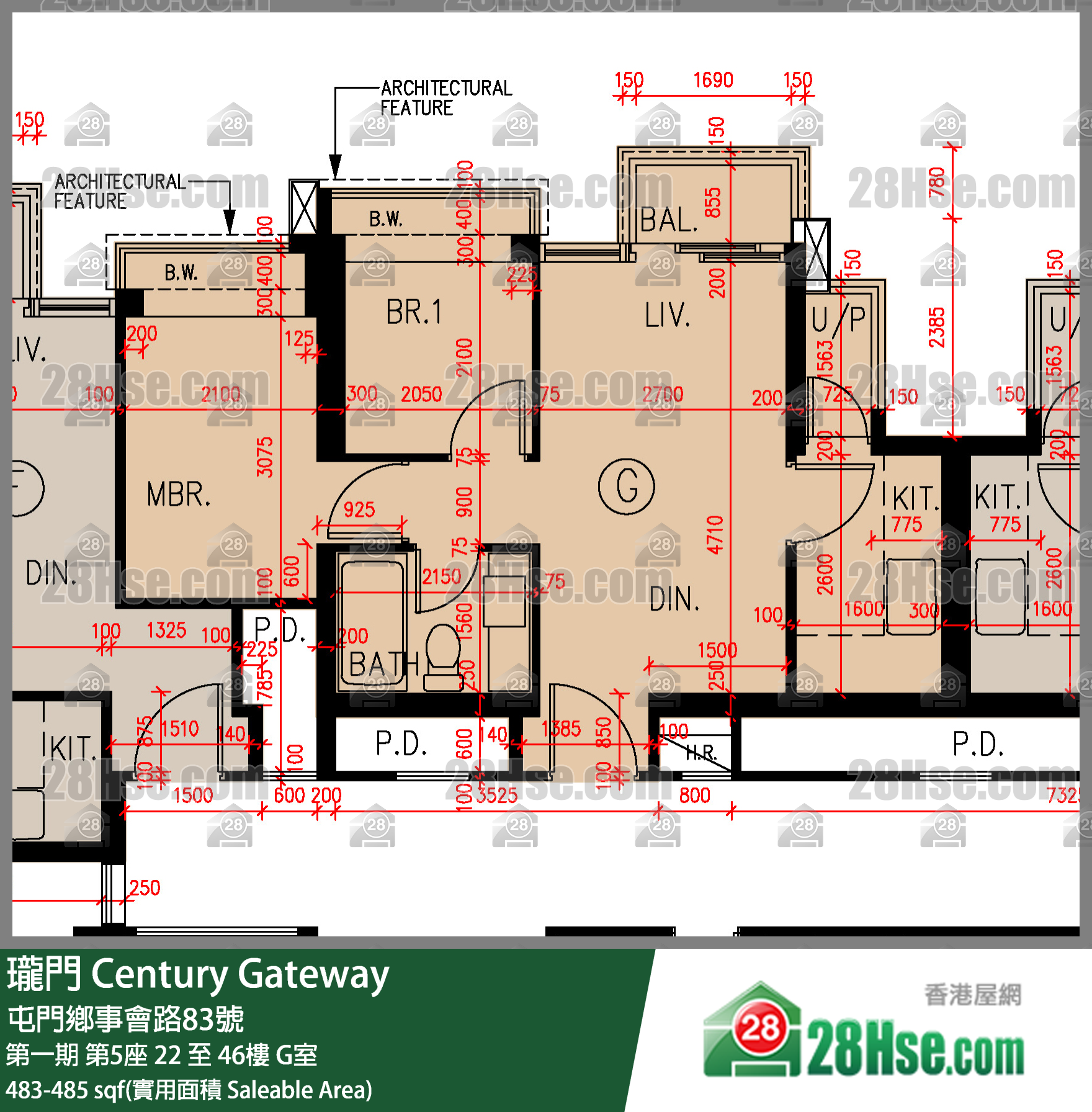 瓏門 第一期第5座42樓 G室 平面圖