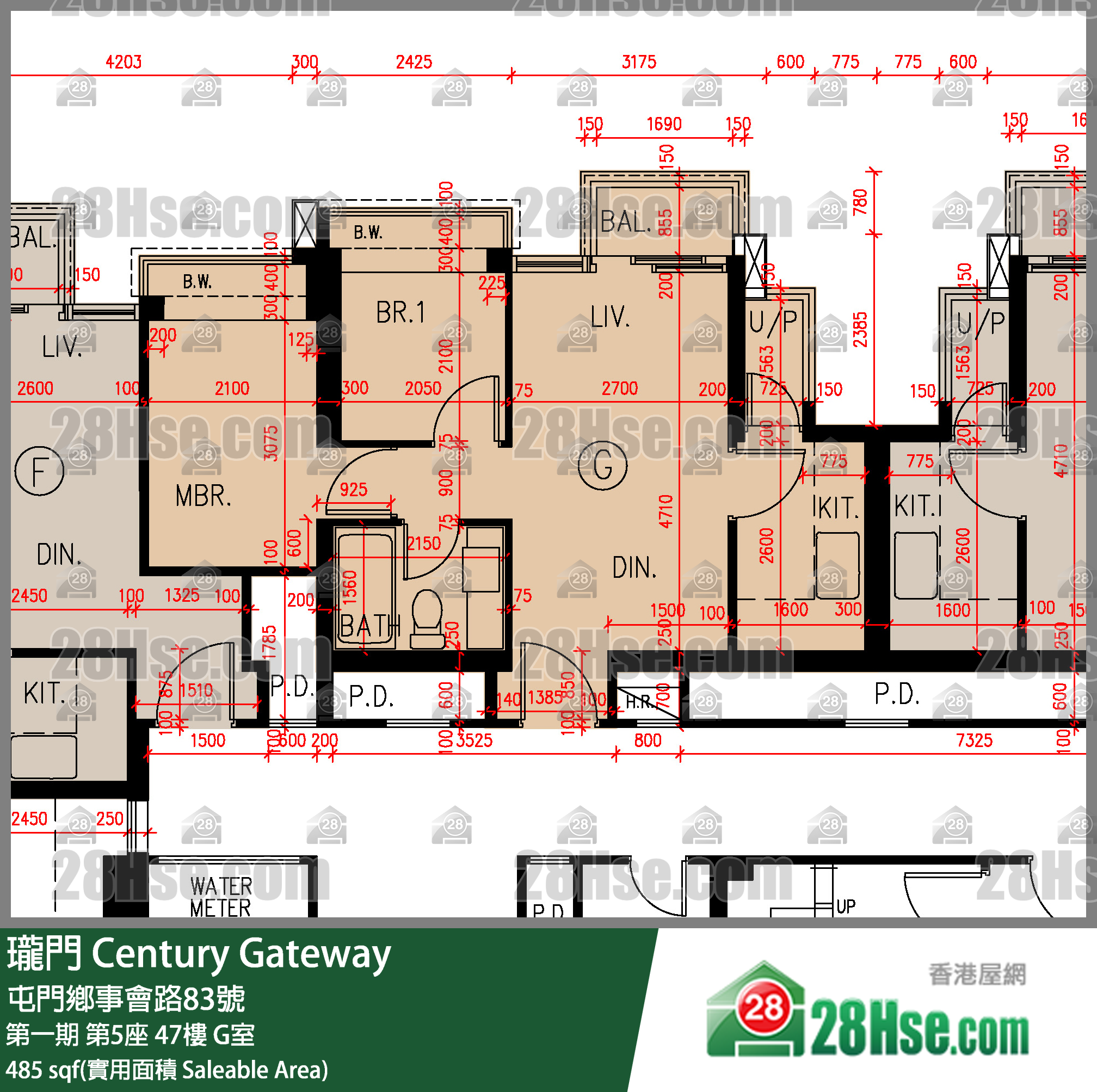 瓏門 第一期第5座47樓 G室 平面圖