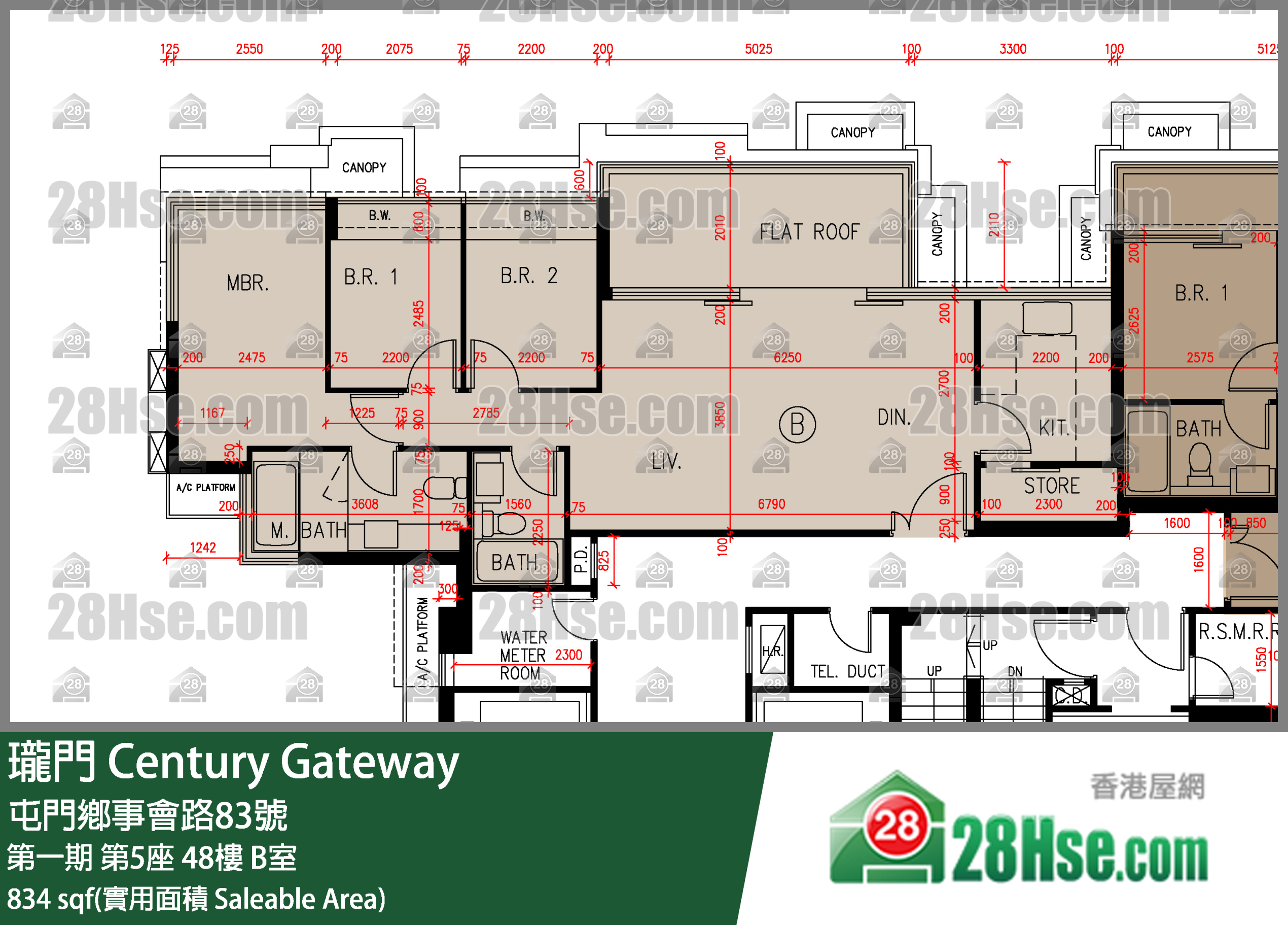 瓏門 第一期第5座48樓 B室 平面圖