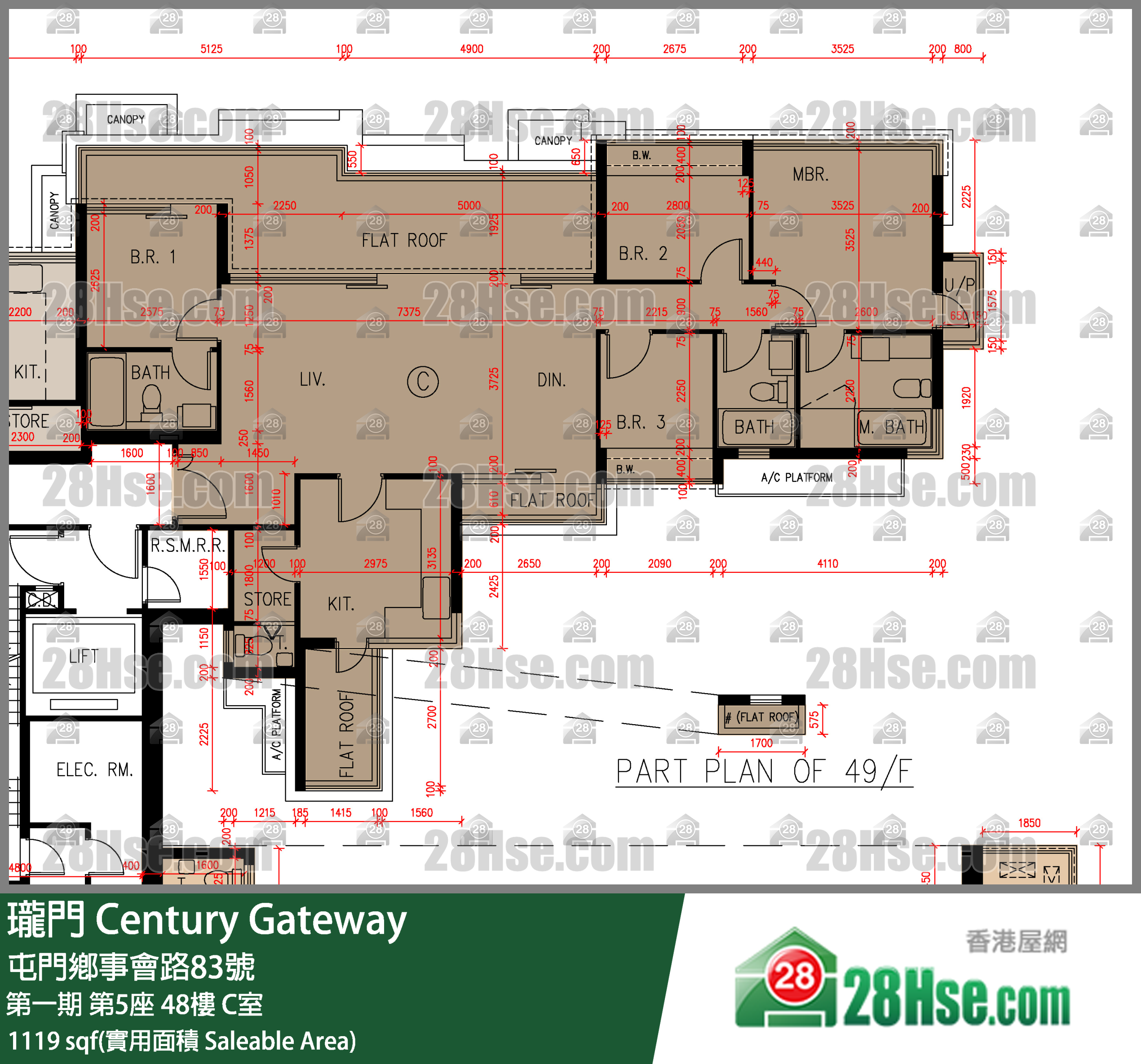 珑门 第一期第5座48楼 C室 平面图