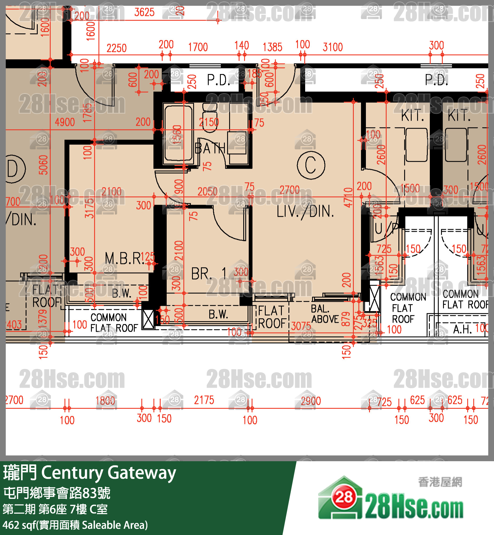 瓏門 第二期 第6座 7樓 C室 平面圖