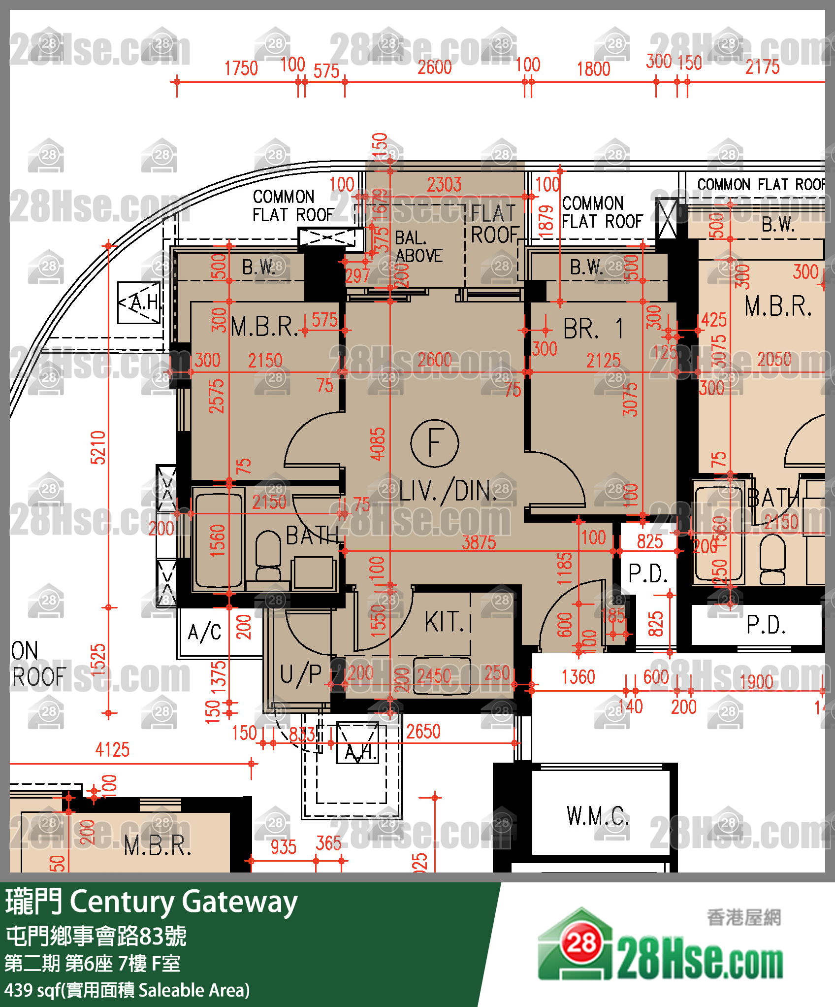 瓏門 第二期第6座7樓 F室 平面圖