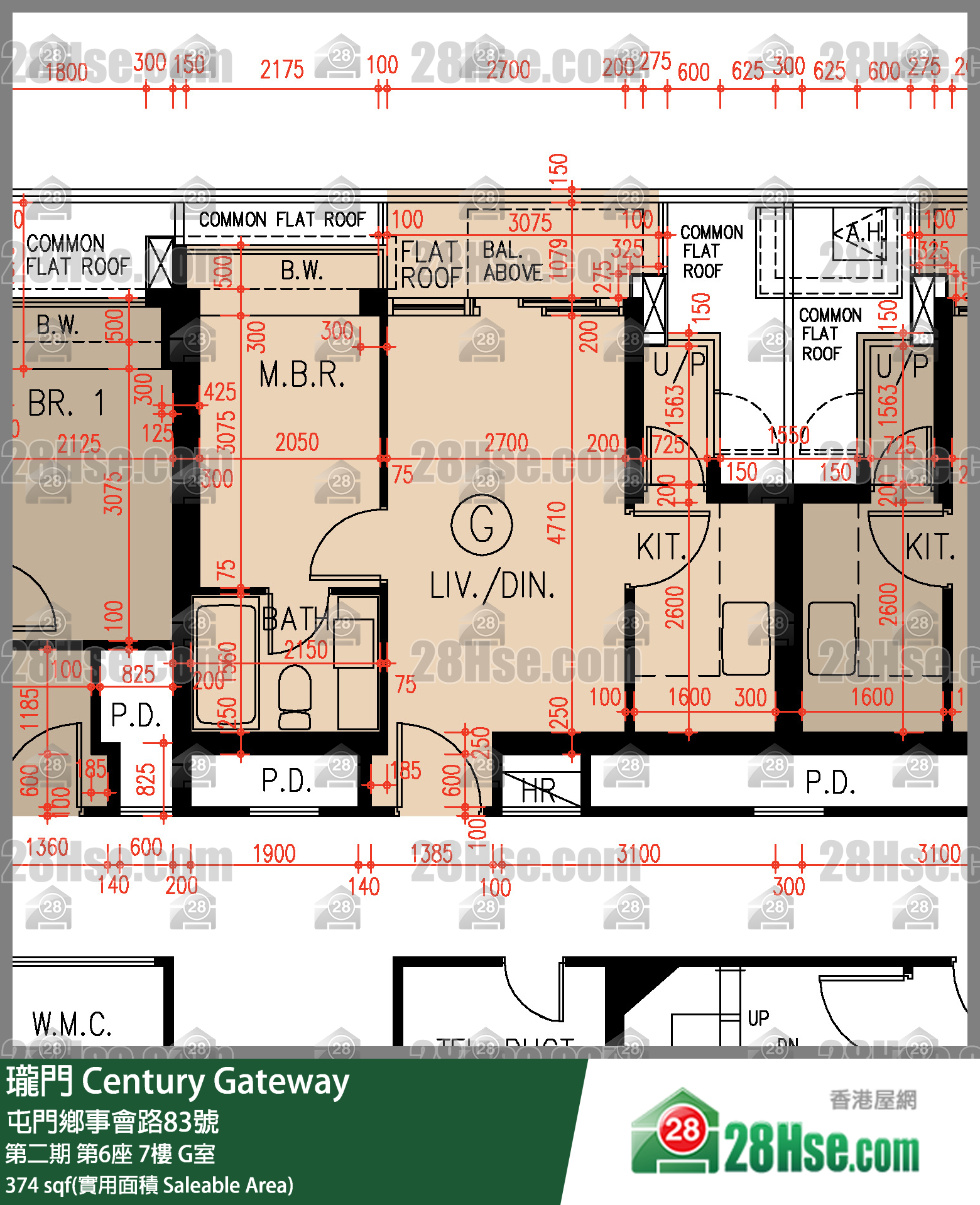 瓏門 第二期第6座7樓 G室 平面圖