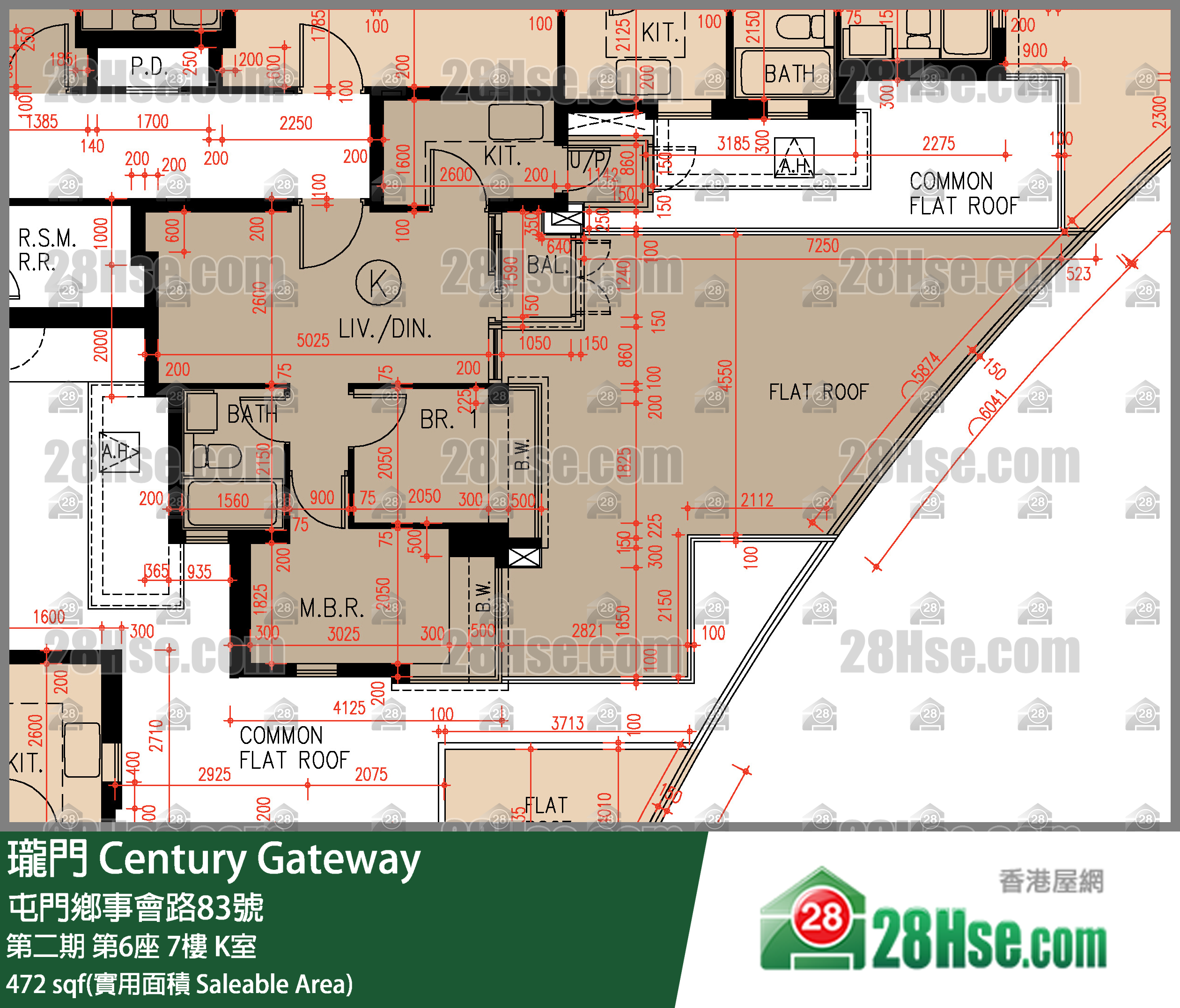 瓏門 第二期 第6座 7樓 K室 平面圖