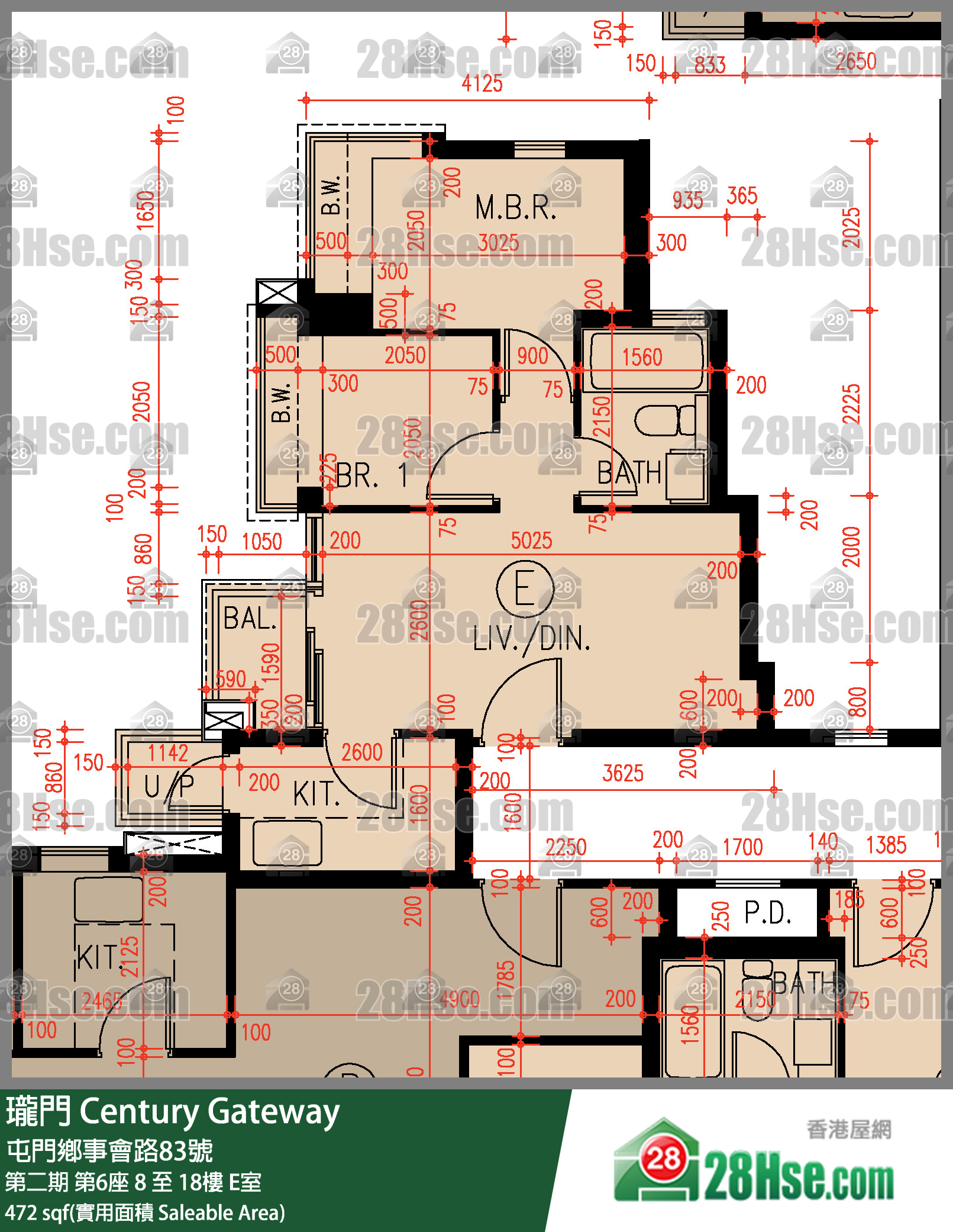 瓏門 第二期 第6座 12樓 E室 平面圖