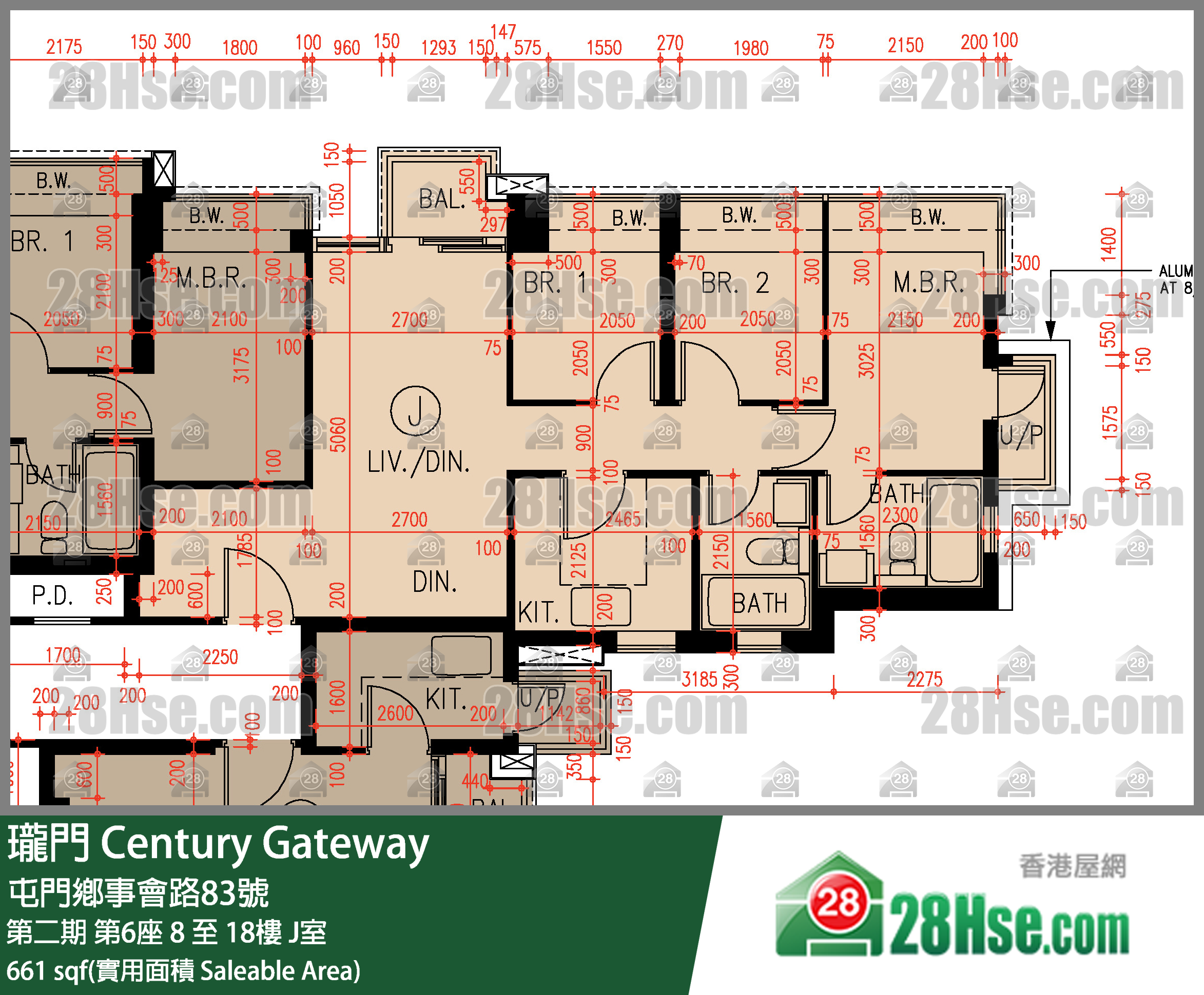 瓏門 第二期 第6座 8樓 J室 平面圖