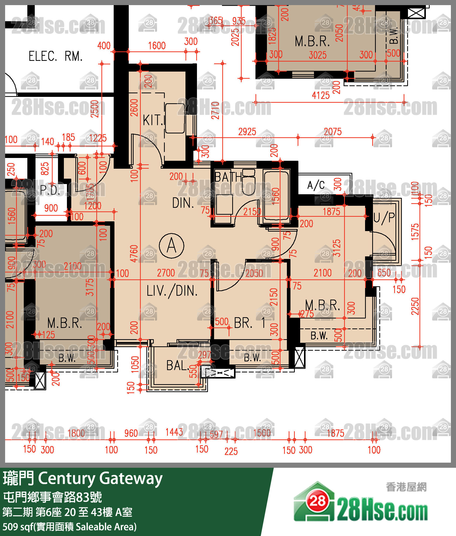 瓏門 第二期第6座32樓 A室 平面圖