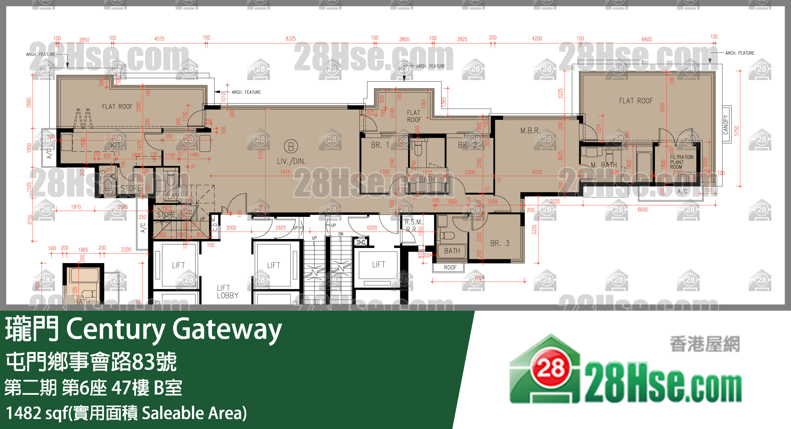 瓏門 第二期第6座47樓 B室 平面圖