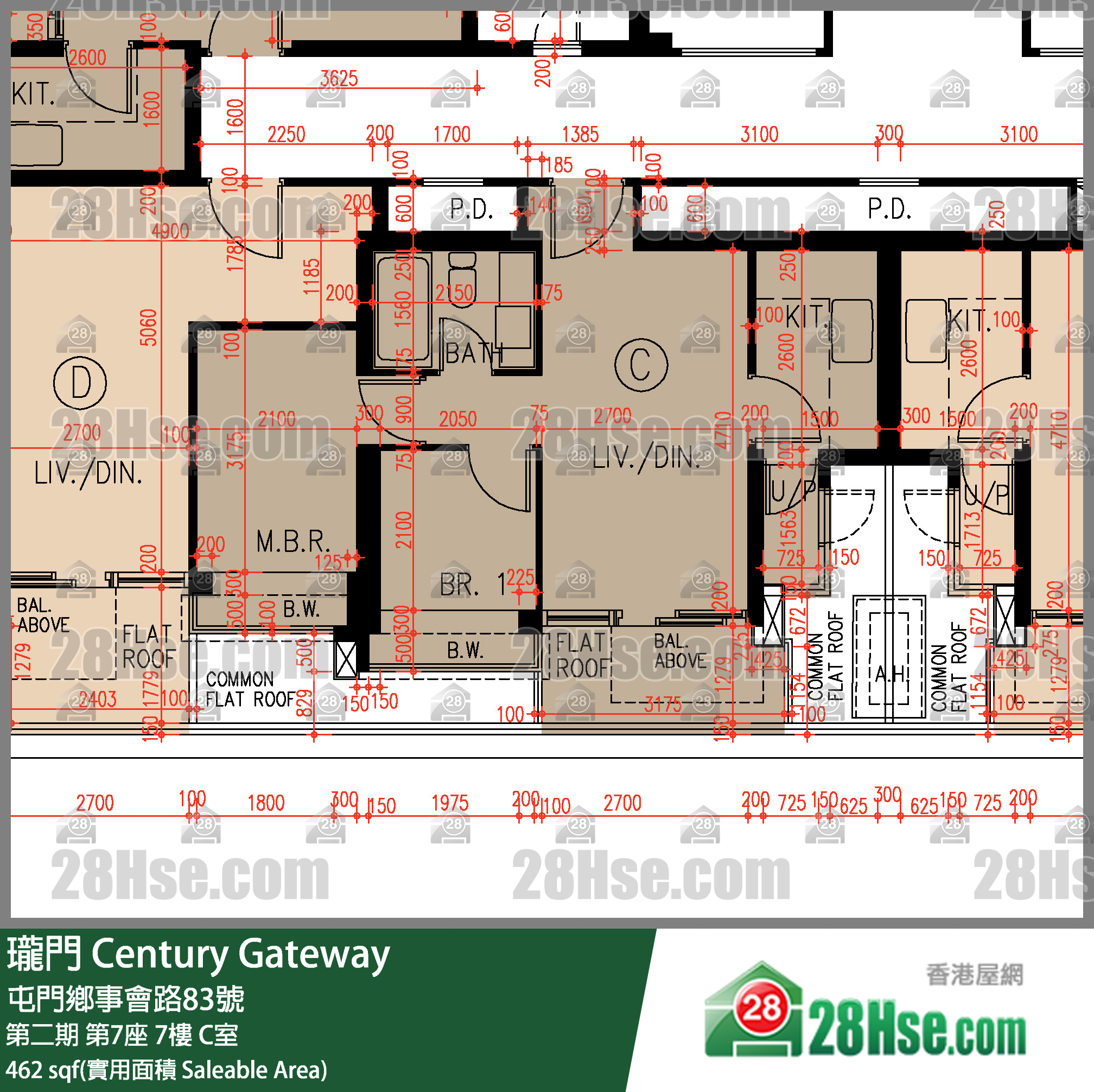瓏門 第二期 第7座 7樓 C室 平面圖
