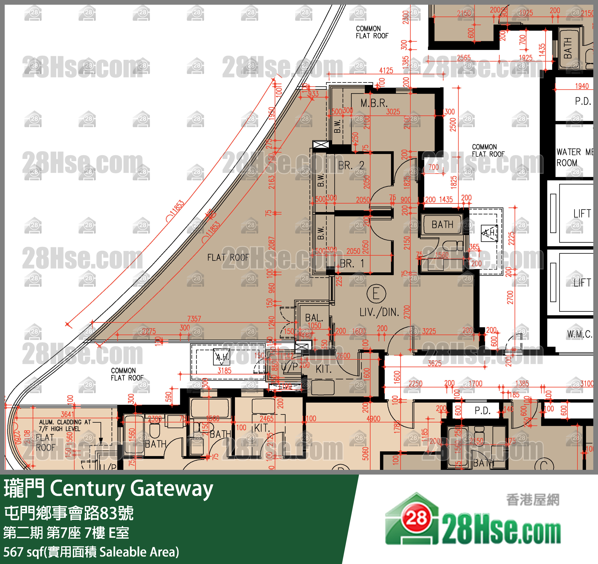 瓏門 第二期 第7座 7樓 E室 平面圖