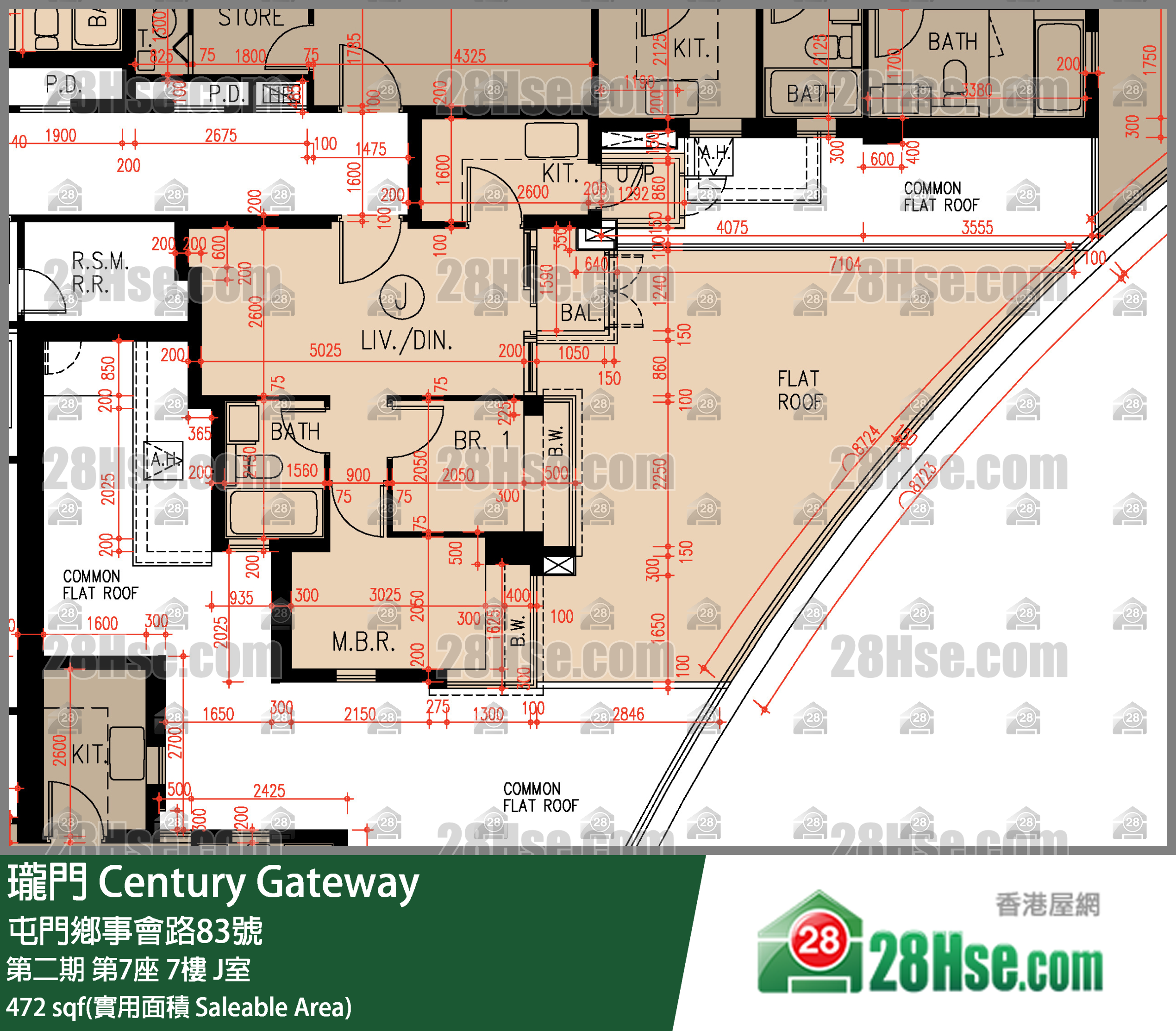 瓏門 第二期第7座7樓 J室 平面圖