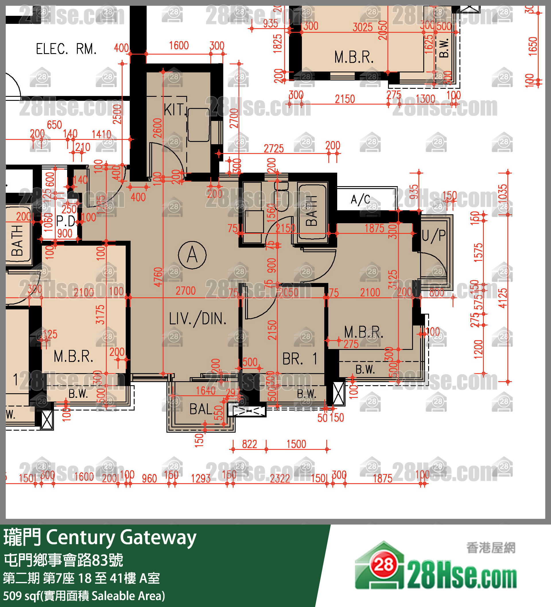 瓏門 第二期 第7座 41樓 A室 平面圖