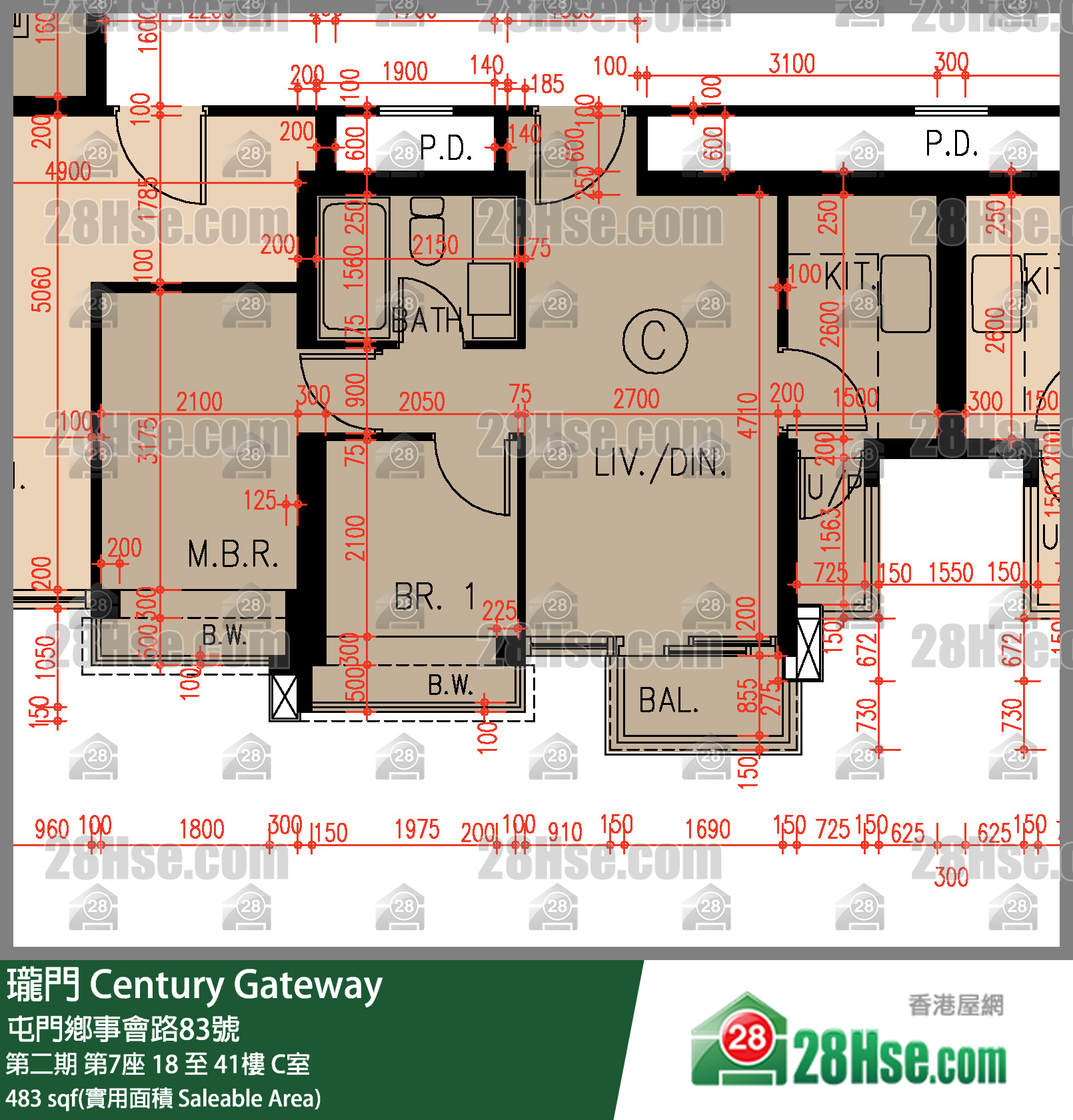 瓏門 第二期第7座18樓 C室 平面圖