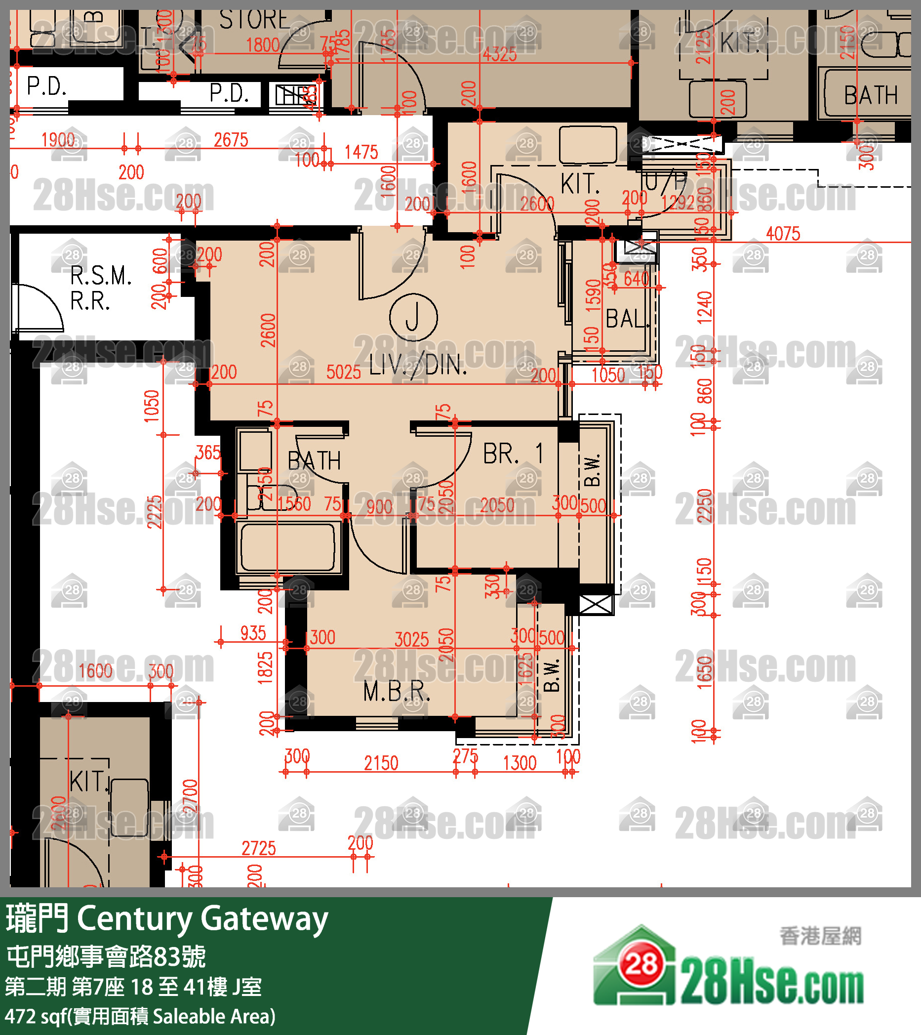 瓏門 第二期第7座35樓 J室 平面圖