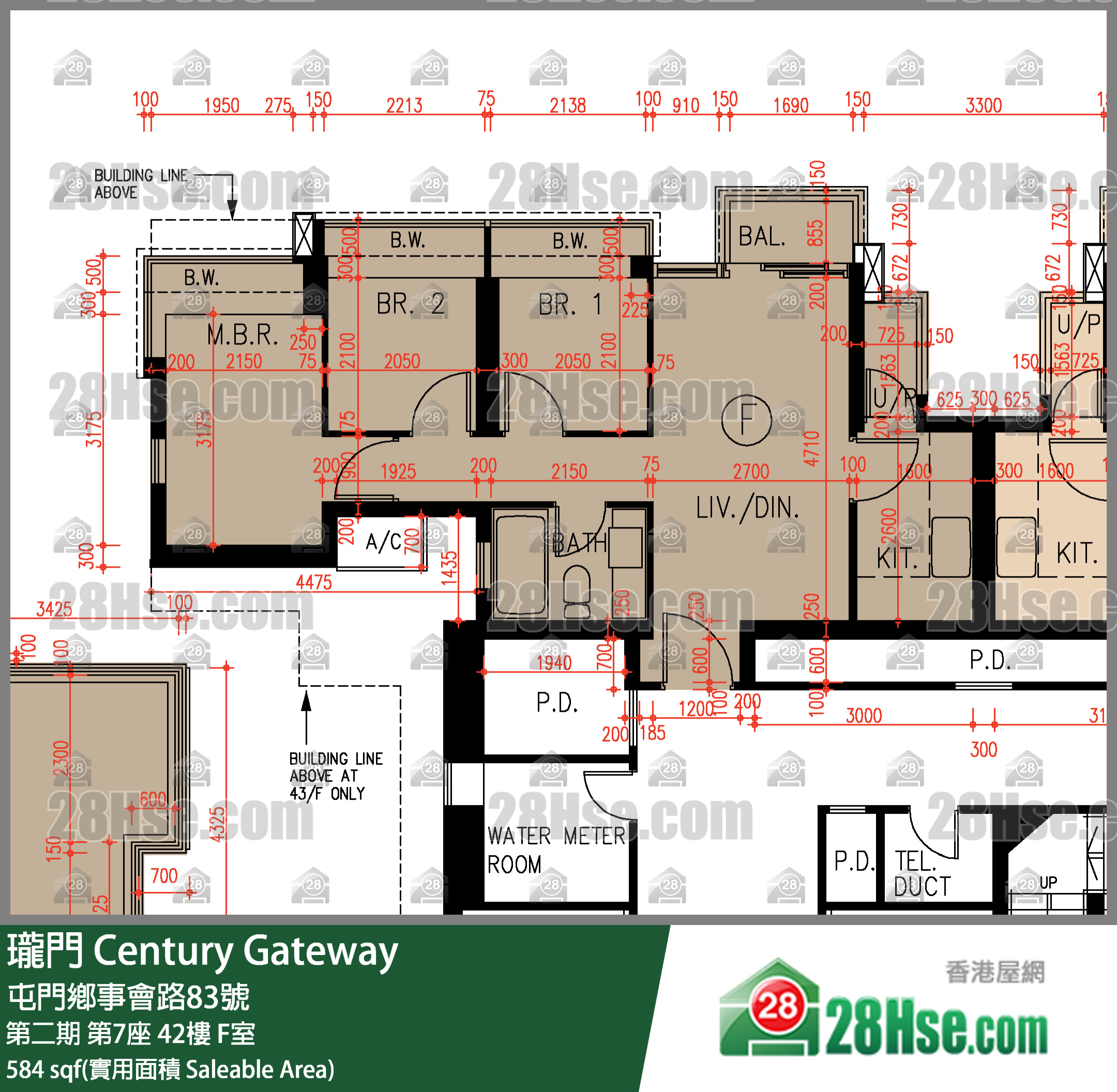 瓏門 第二期第7座42樓 F室 平面圖