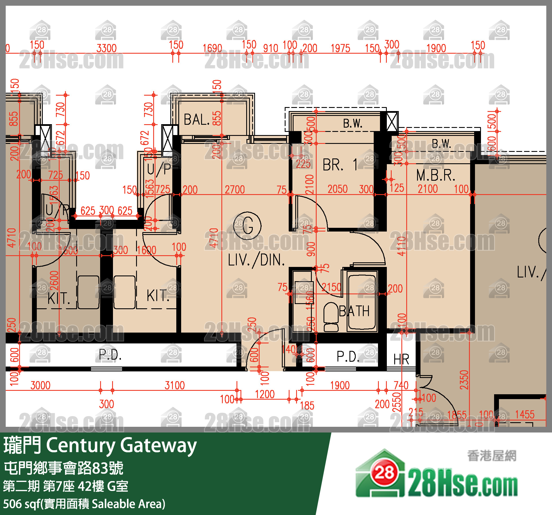 珑门 第二期第7座42楼 G室 平面图