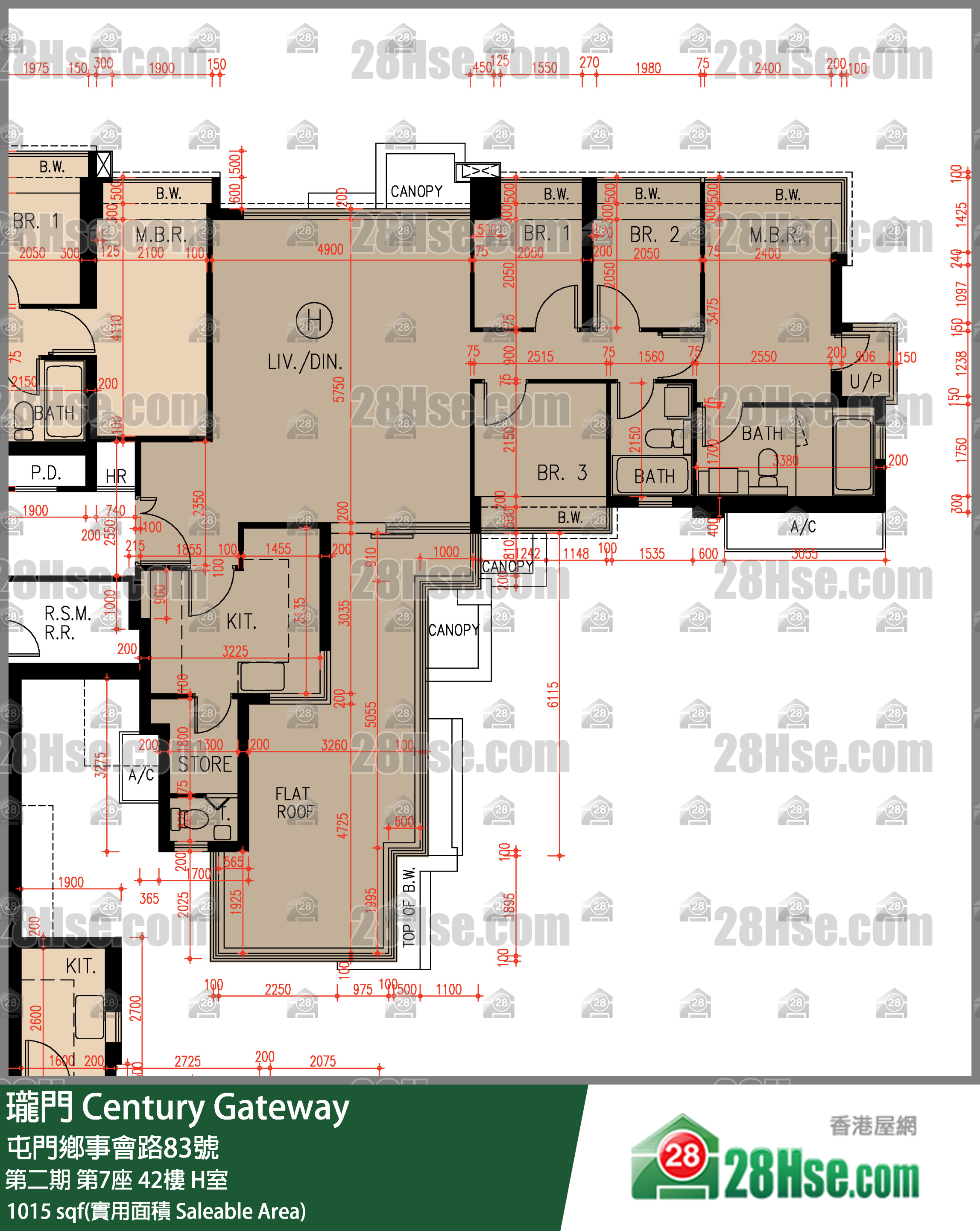 瓏門 第二期第7座42樓 H室 平面圖