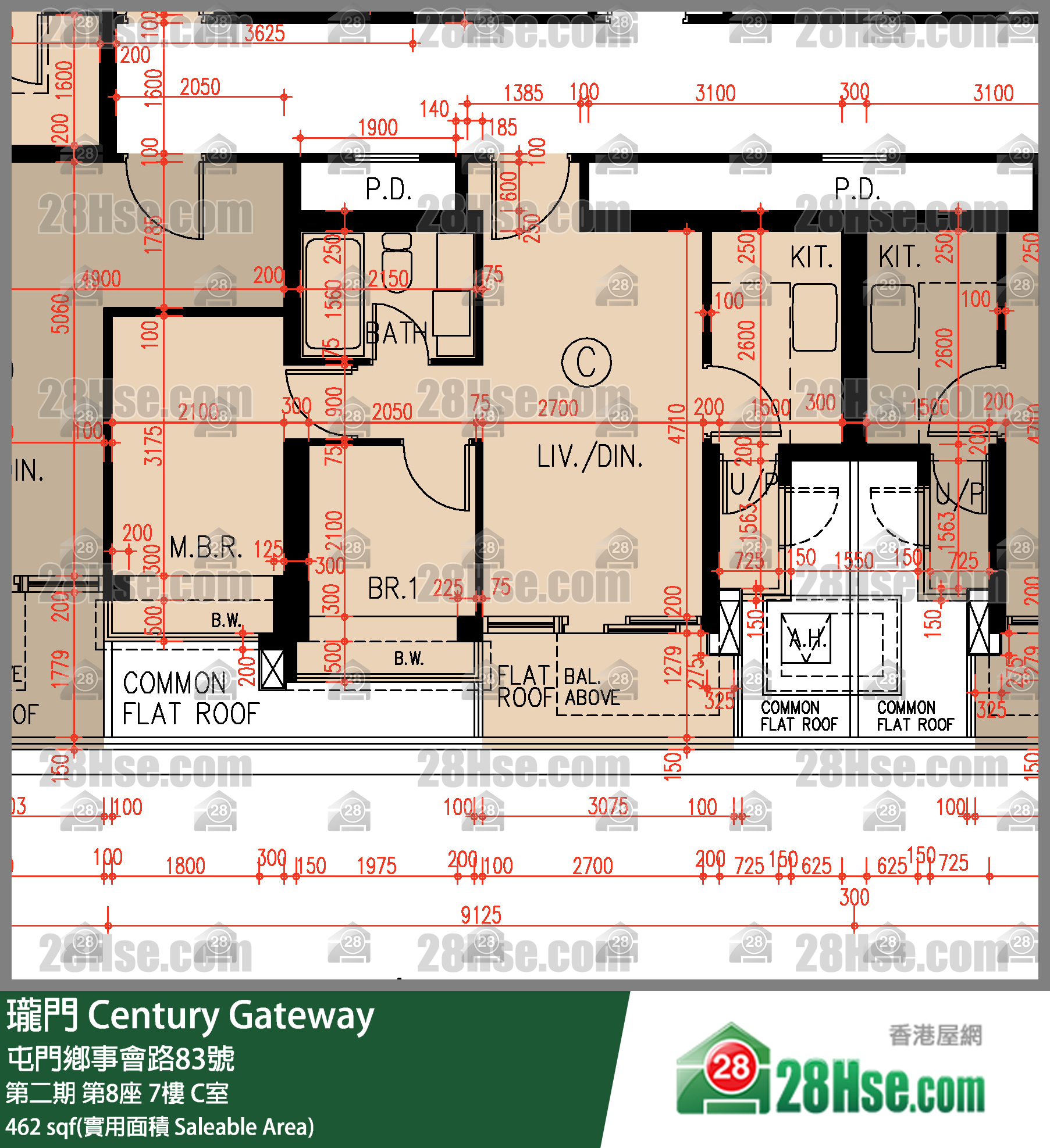 瓏門 第二期第8座7樓 C室 平面圖