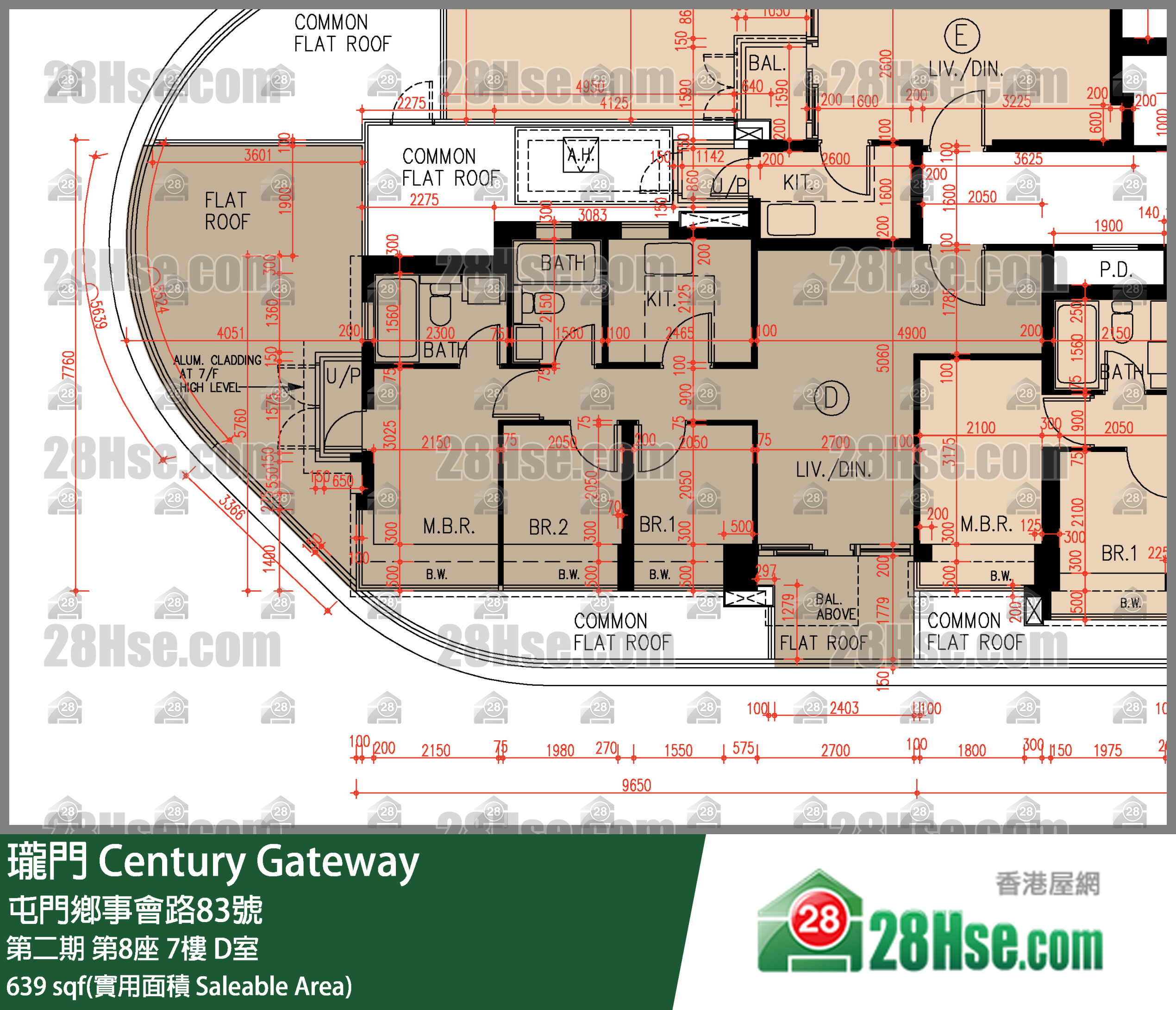 瓏門 第二期第8座7樓 D室 平面圖