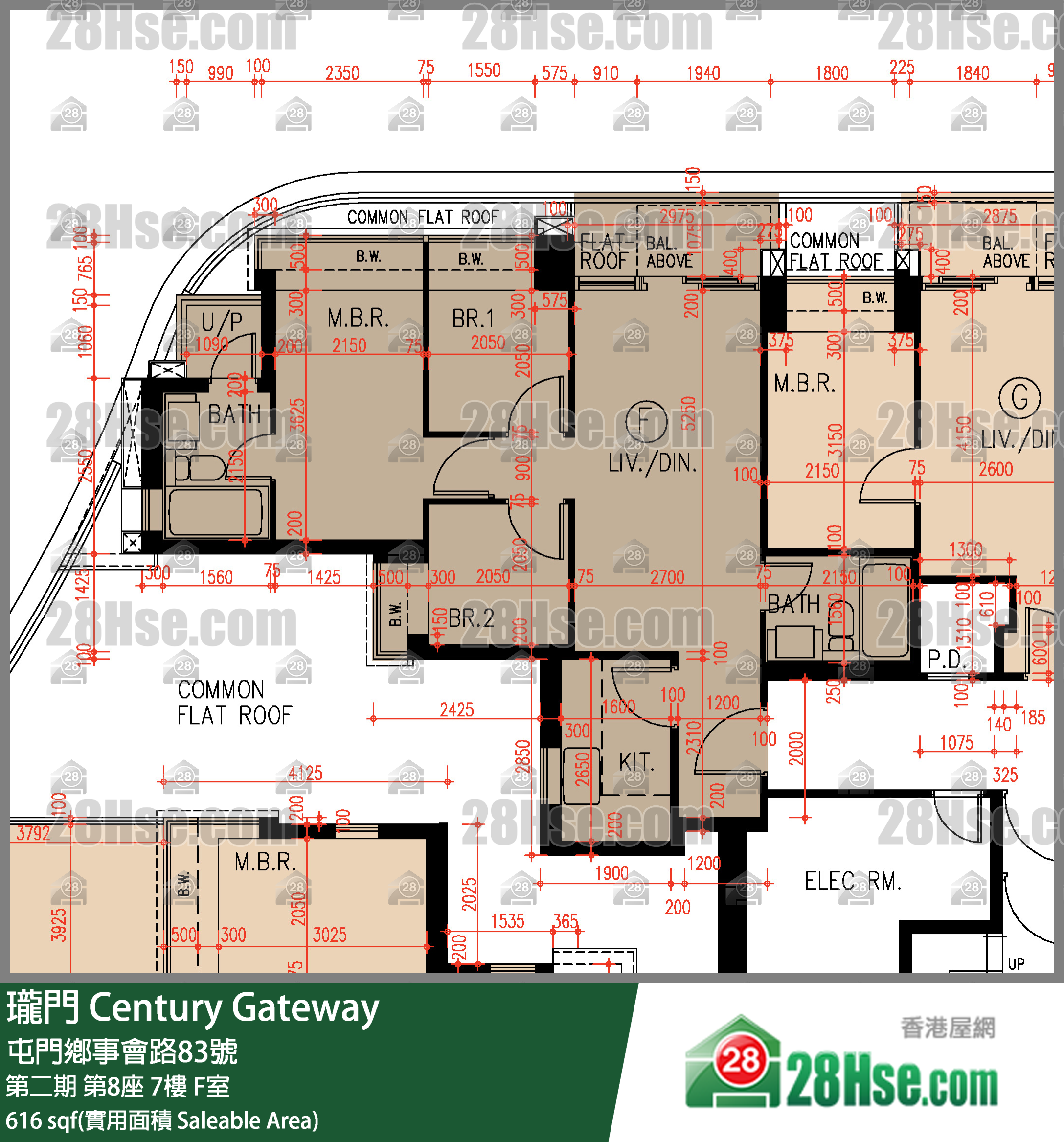 瓏門 第二期第8座7樓 F室 平面圖
