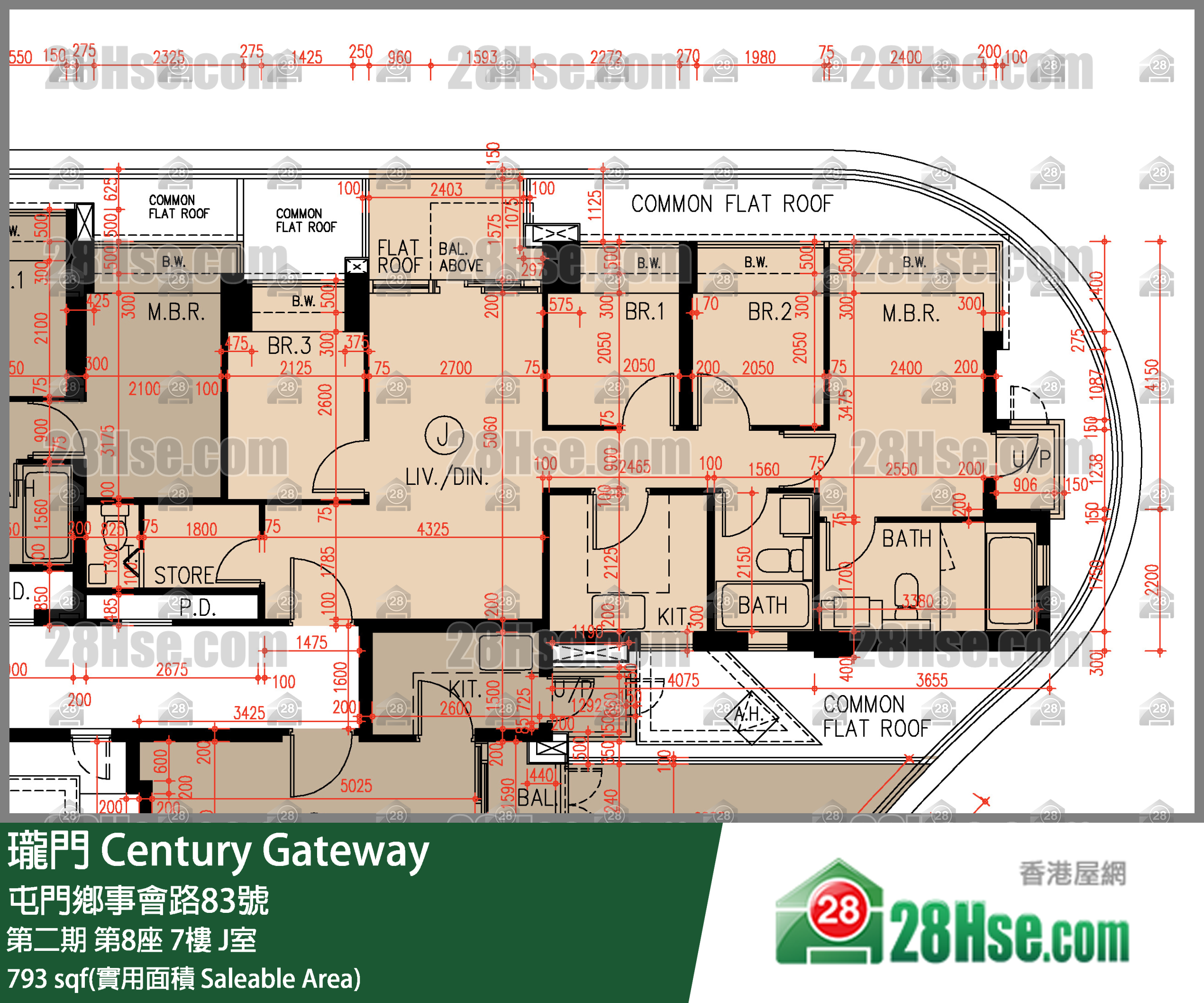 珑门 第二期第8座7楼 J室 平面图