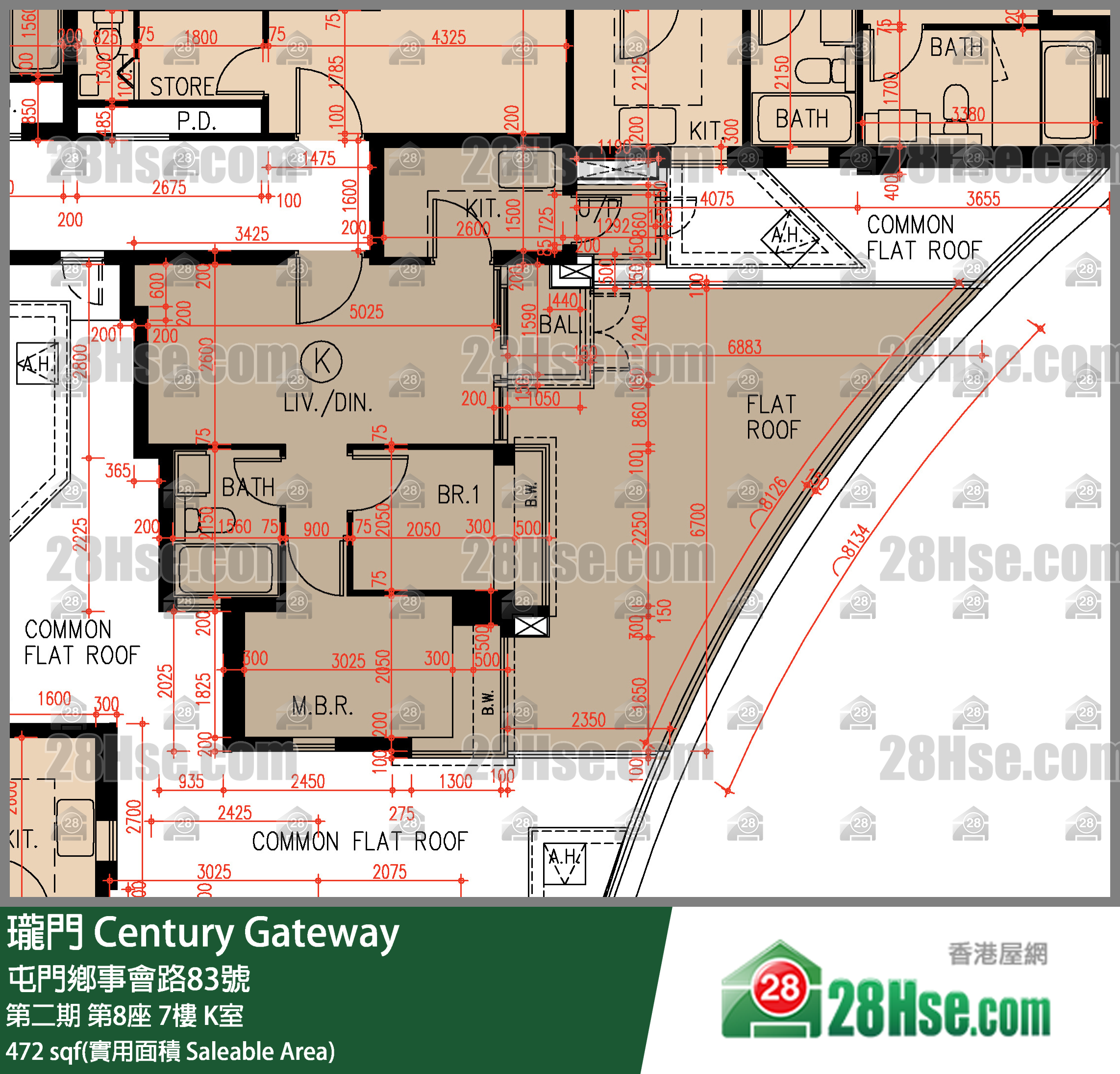 瓏門 第二期 第8座 7樓 K室 平面圖