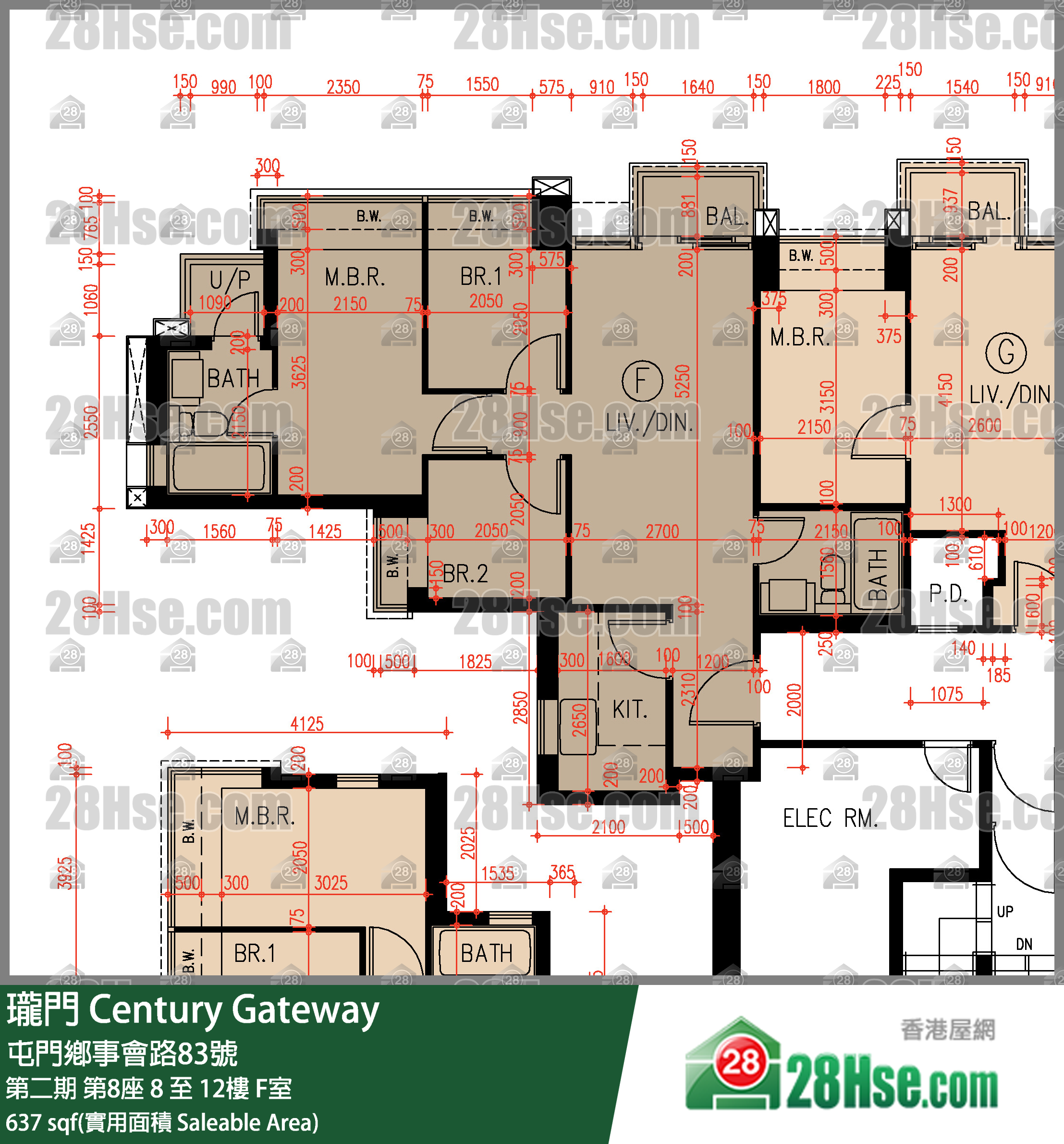 瓏門 第二期 第8座 10樓 F室 平面圖