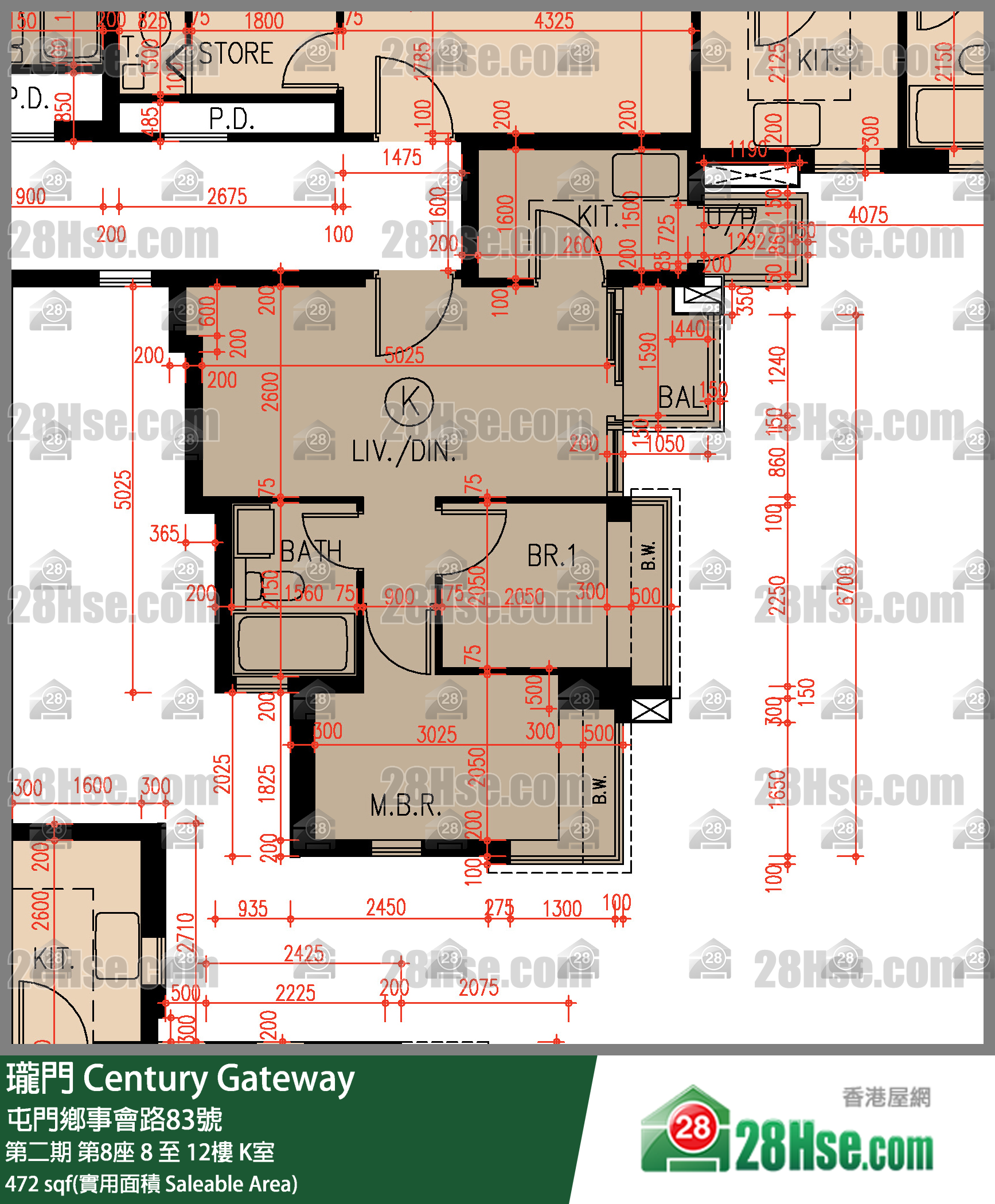瓏門 第二期 第8座 11樓 K室 平面圖