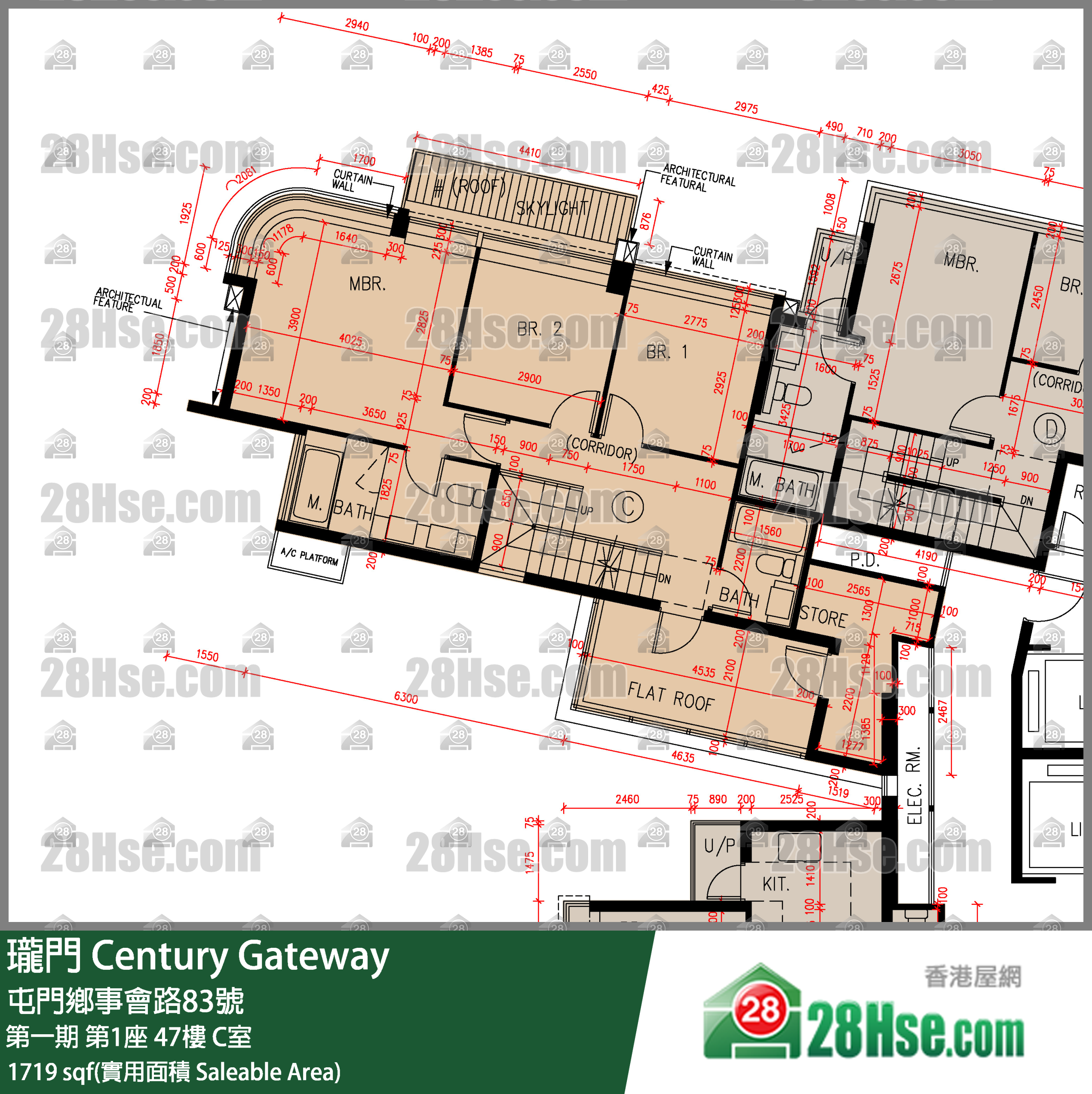 瓏門 第一期 第1座 47樓 C室 平面圖