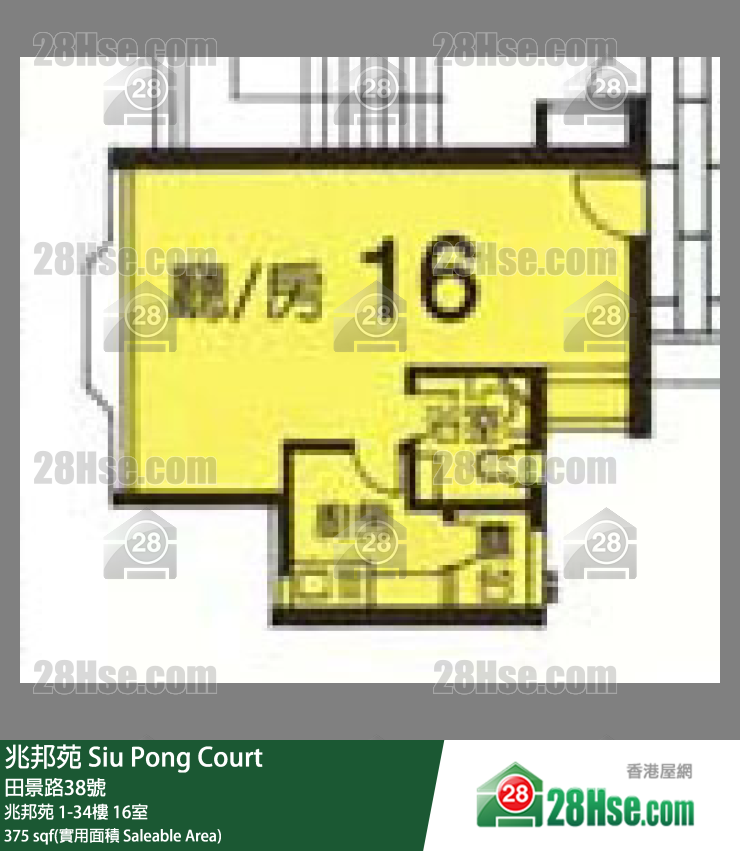 兆邦苑 兆邦苑25樓 16室 平面圖