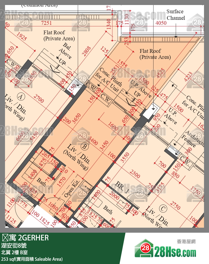 䨇寓 北翼2樓 B室 平面圖