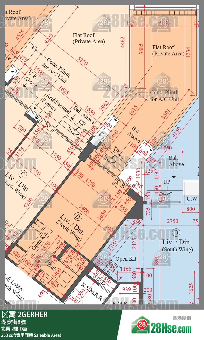 䨇寓 北翼 2樓 D室 平面圖