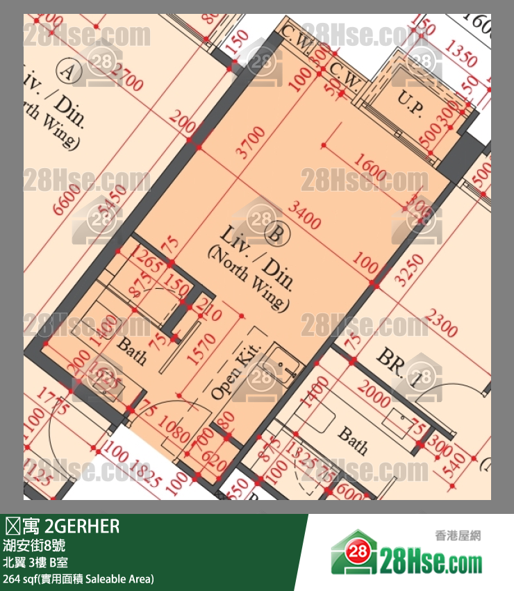 䨇寓 北翼3樓 B室 平面圖