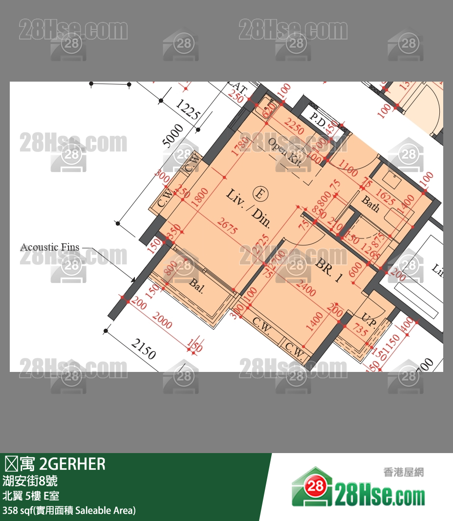 䨇寓 北翼5樓 E室 平面圖