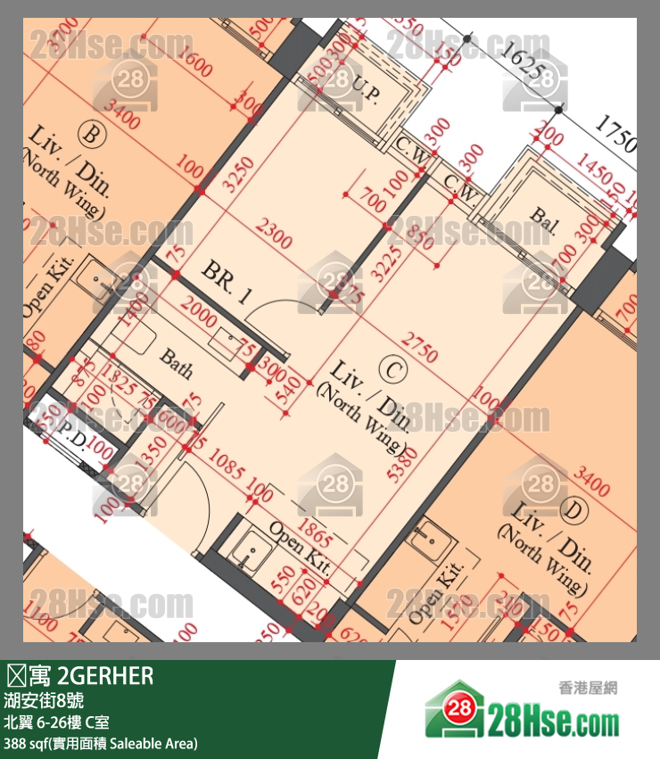 䨇寓 北翼22樓 C室 平面圖