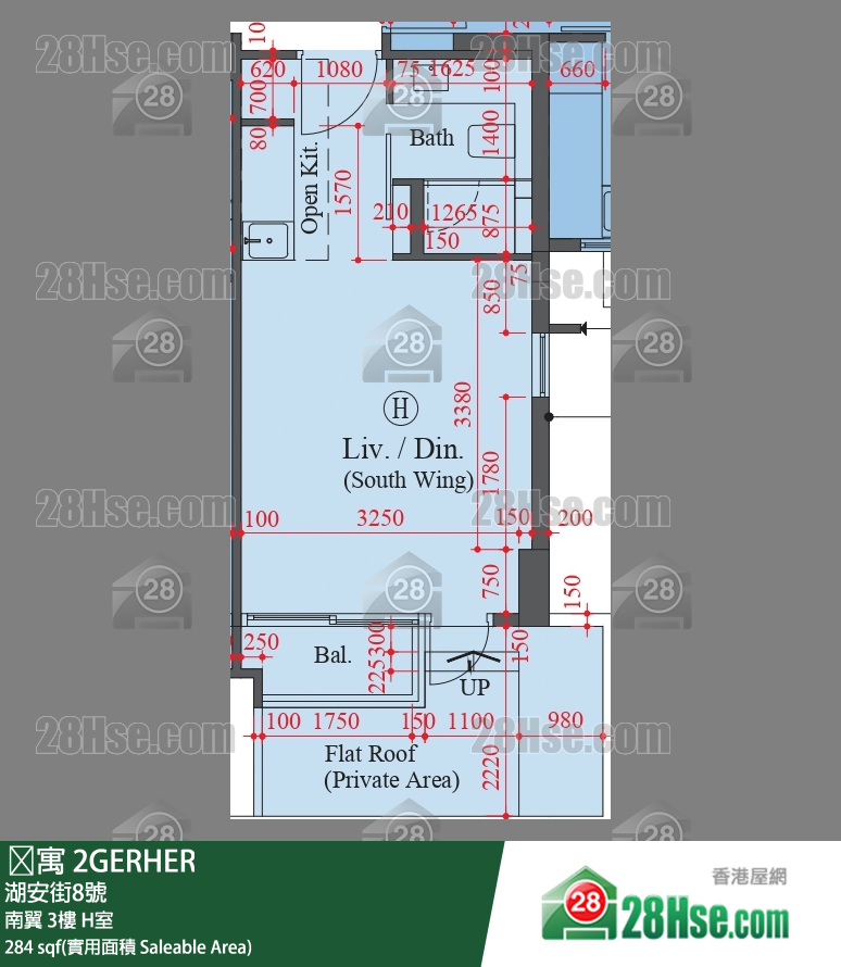 䨇寓 南翼 3樓 H室 平面圖