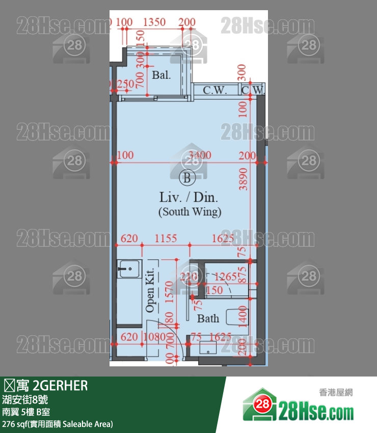 䨇寓 南翼5樓 B室 平面圖