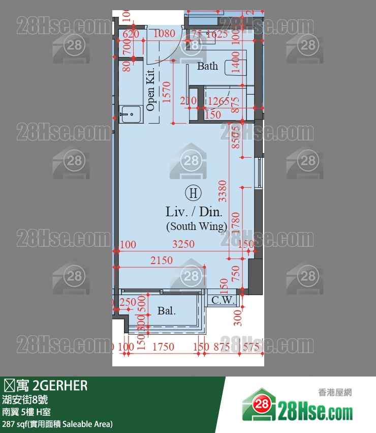 䨇寓 南翼5樓 H室 平面圖