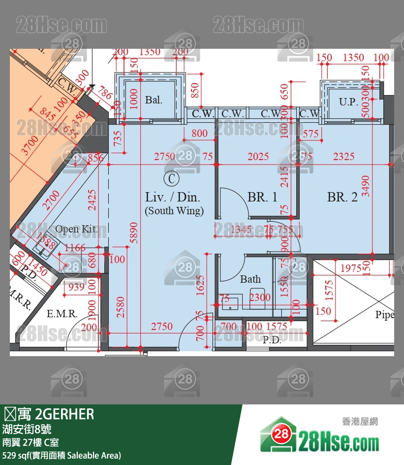 䨇寓 南翼27樓 C室 平面圖