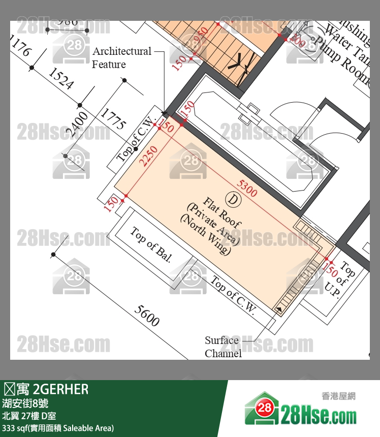 䨇寓 北翼 27樓 D室 平面圖